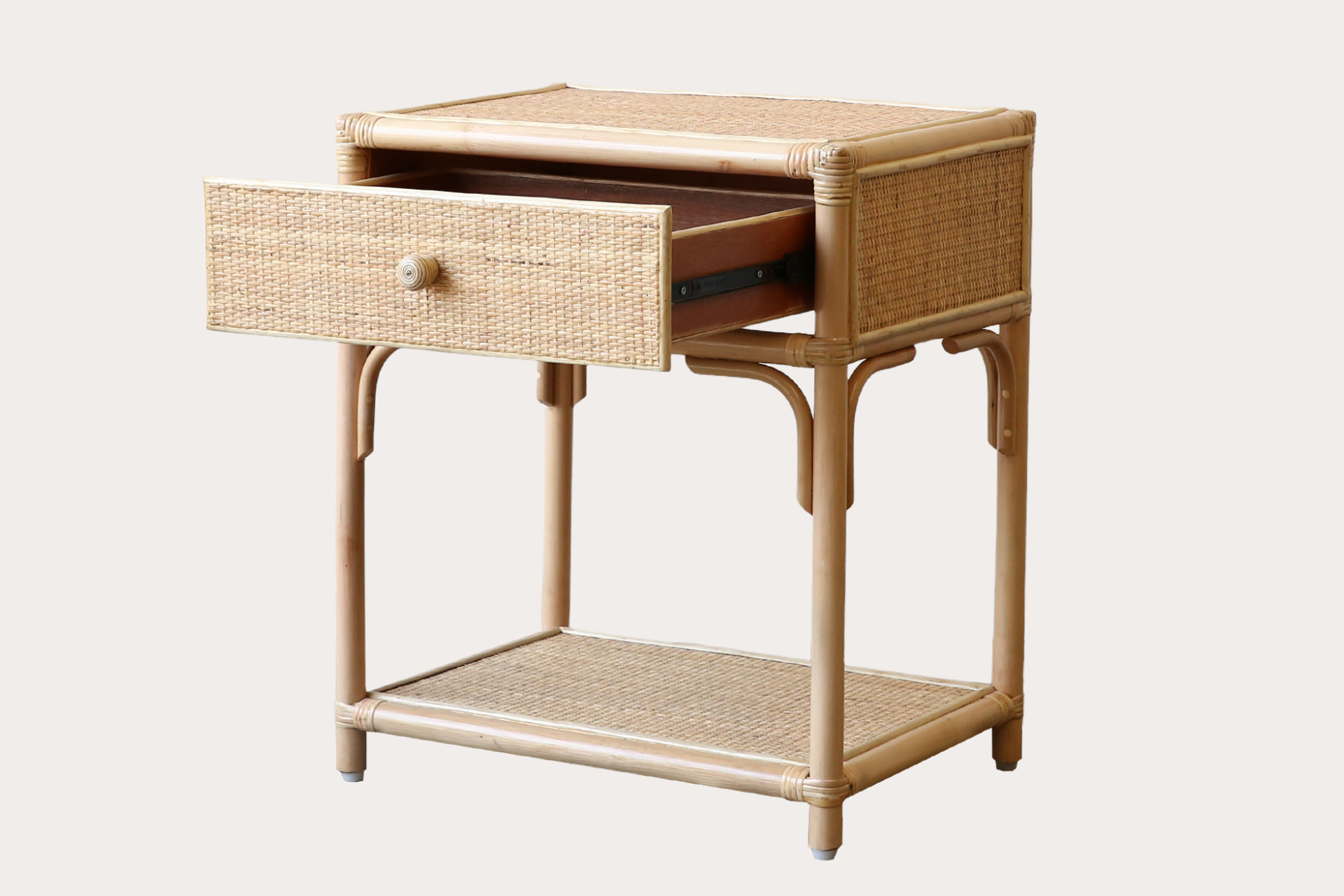 Algiers 1 Drawer Bedside Table. Natural