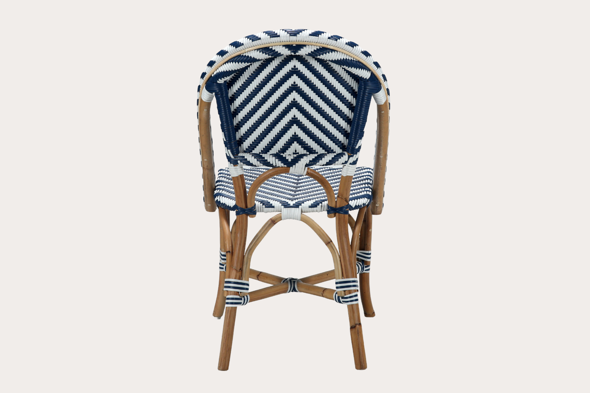 Barcelona Side Chair. Blue & White Arrow.