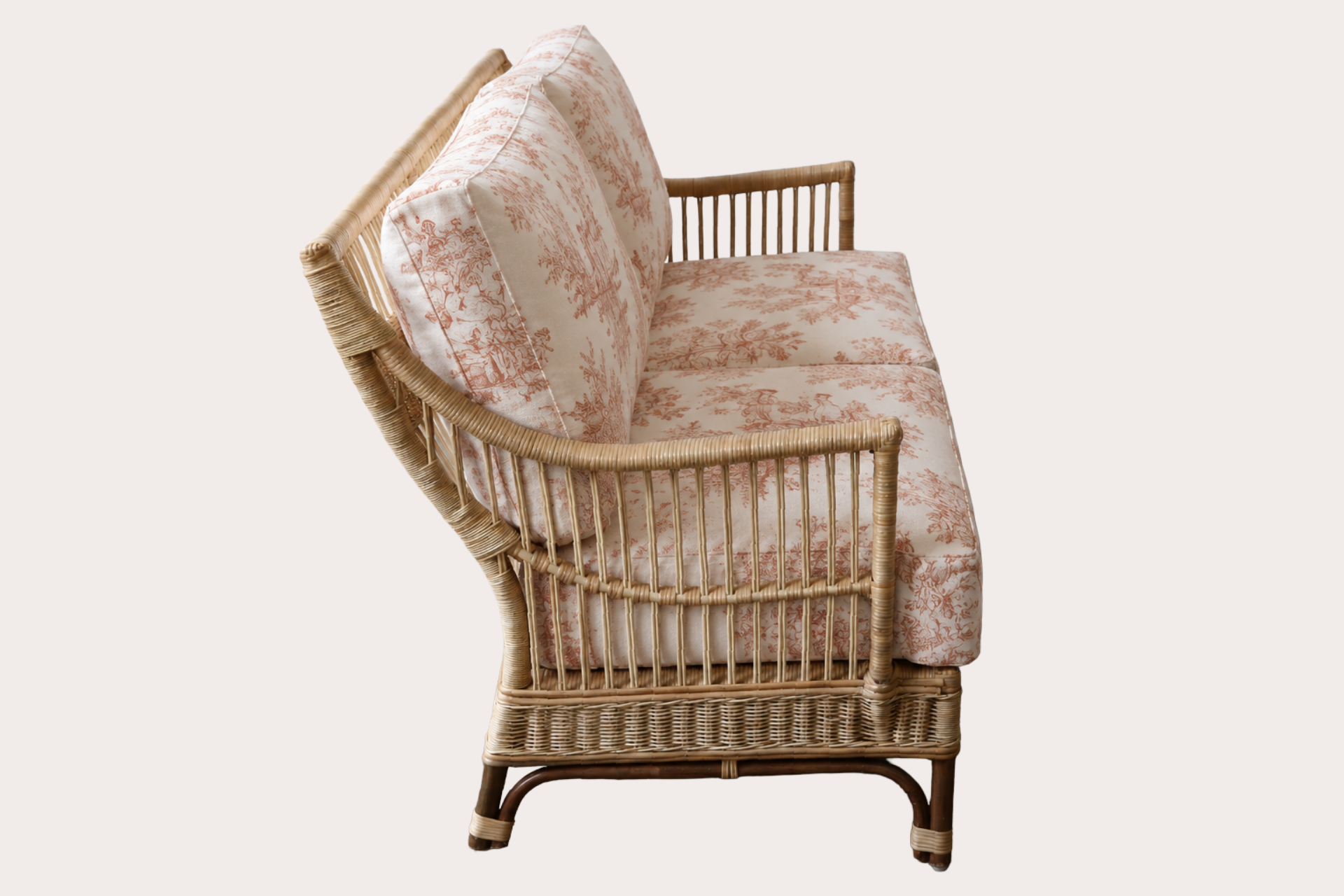 Barletta 3 Seater. Brown Frame Natural Weave
