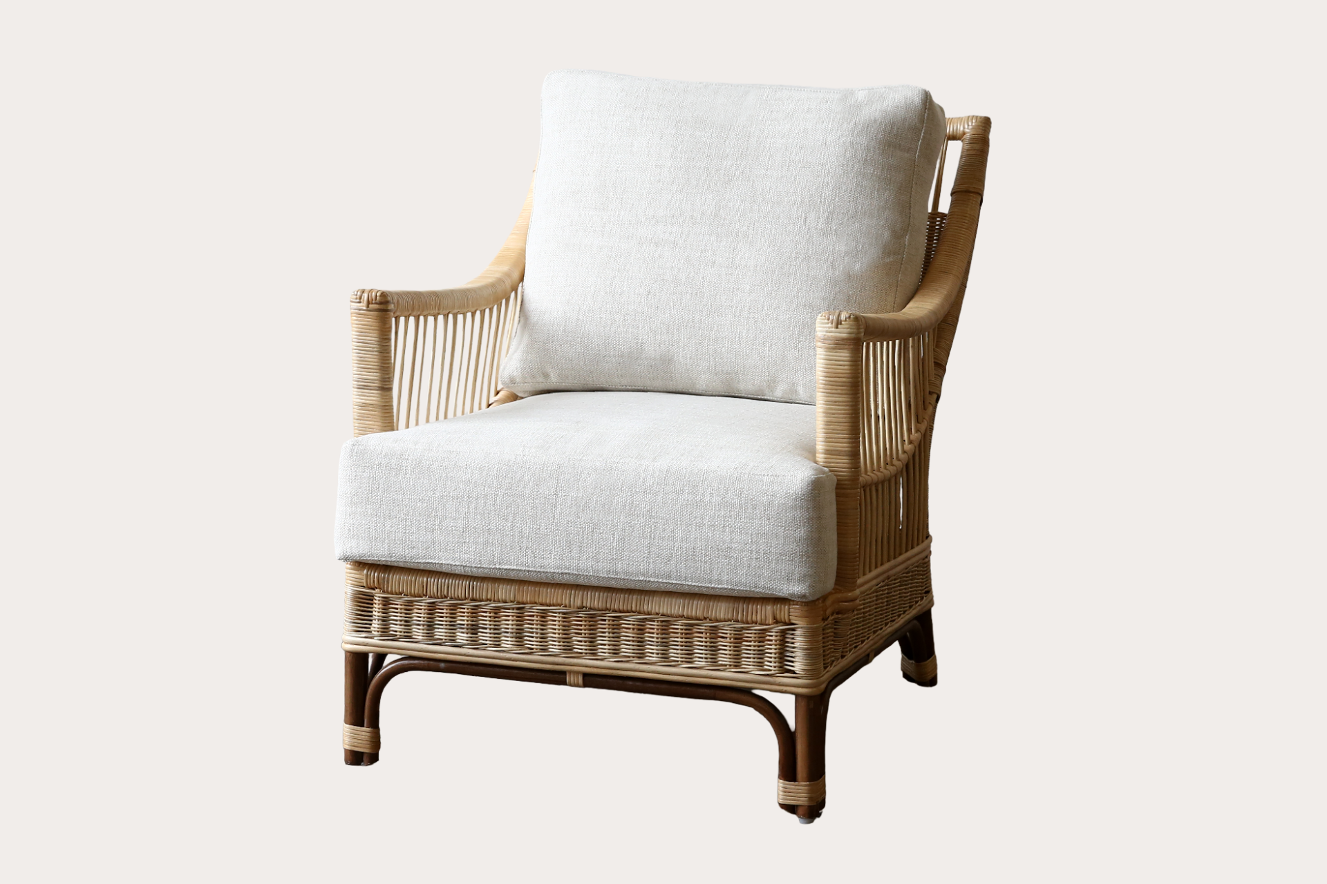 Barletta Armchair. Brown Frame Natural Weave