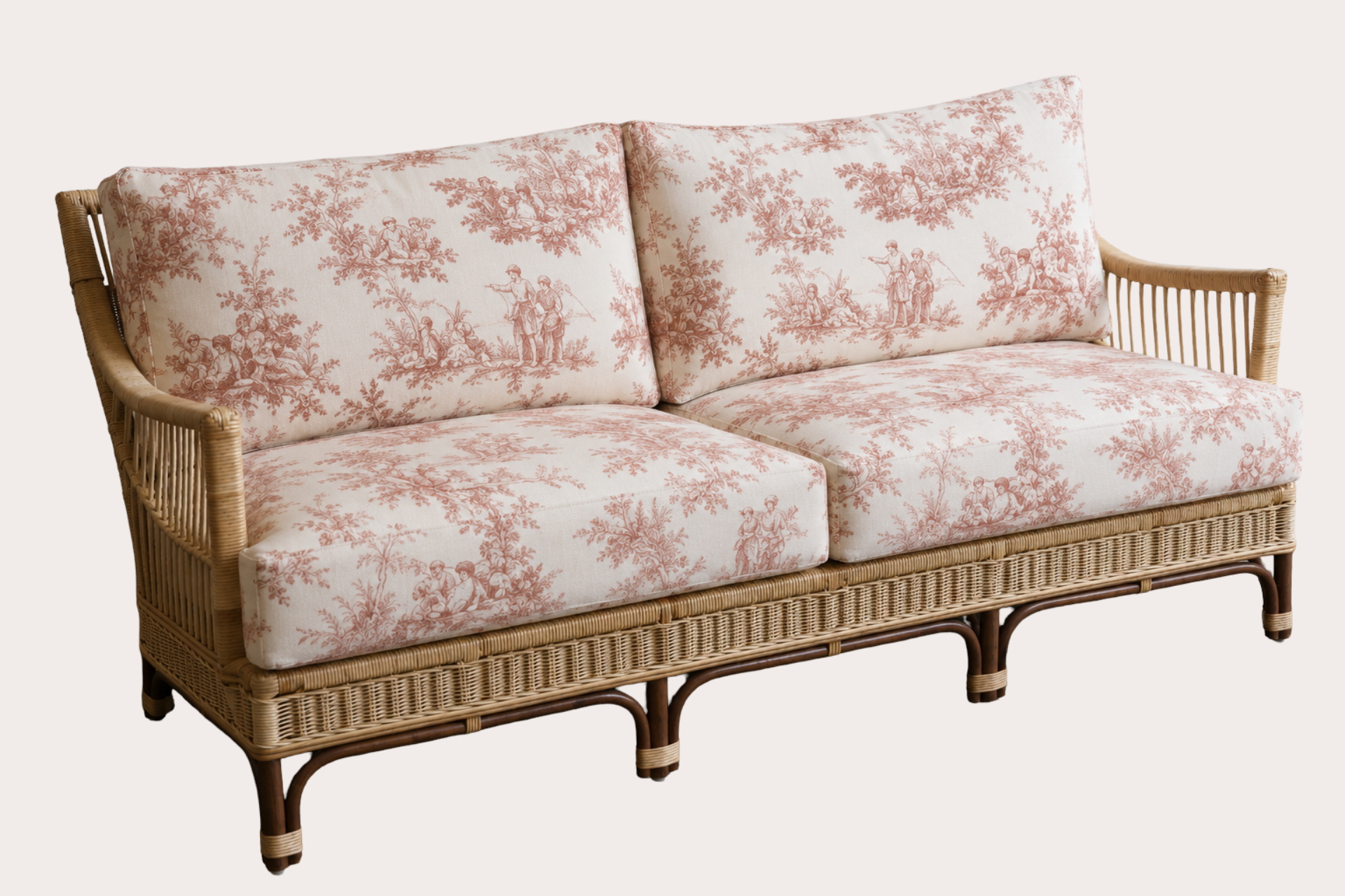 Barletta 3 Seater. Brown Frame Natural Weave