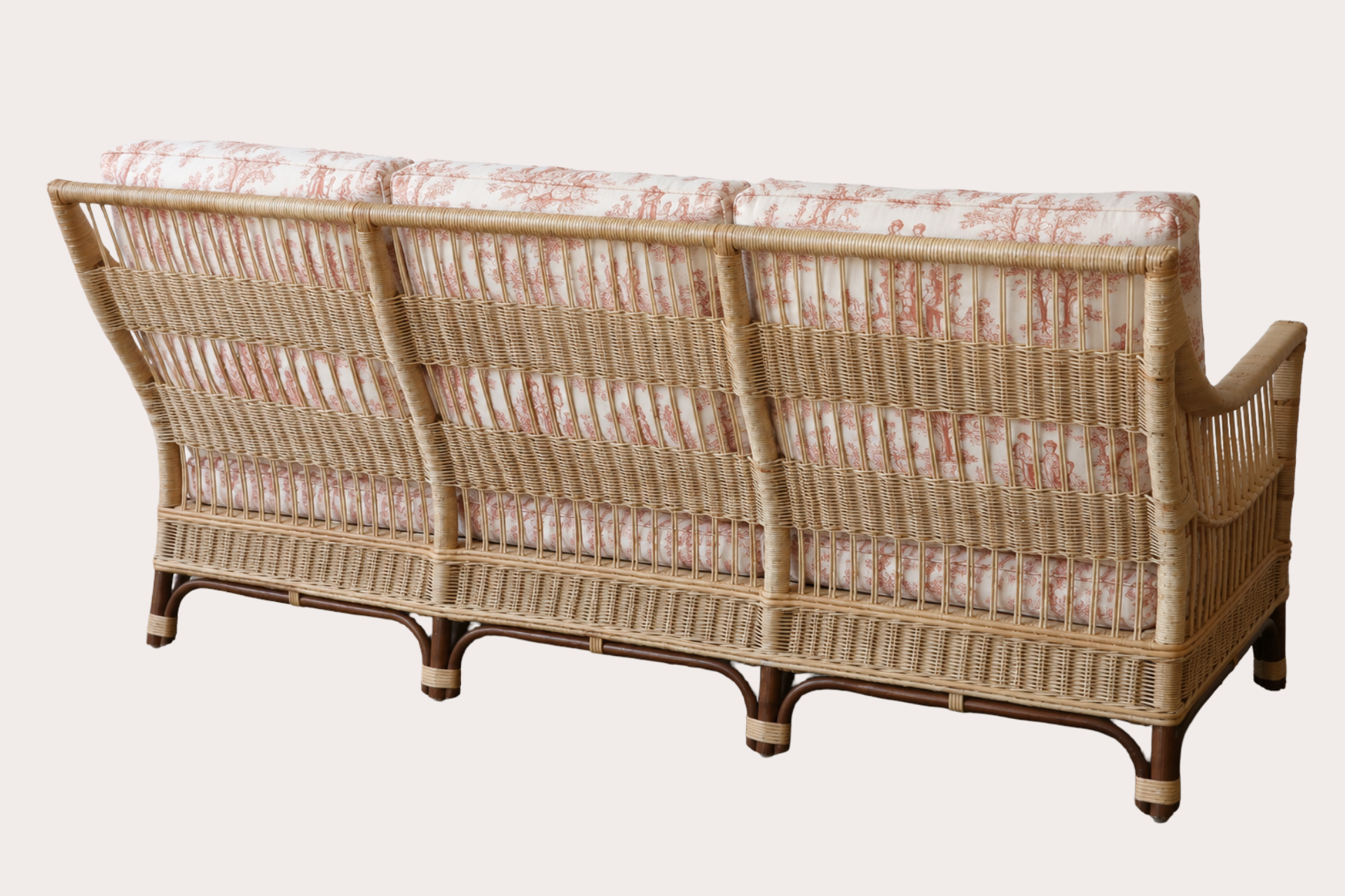 Barletta 3 Seater. Brown Frame Natural Weave