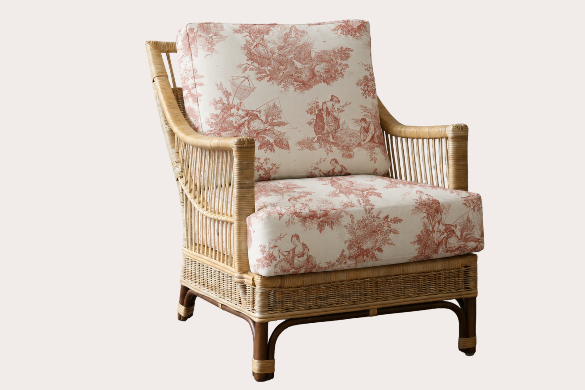 Barletta Armchair. Brown Frame Natural Weave