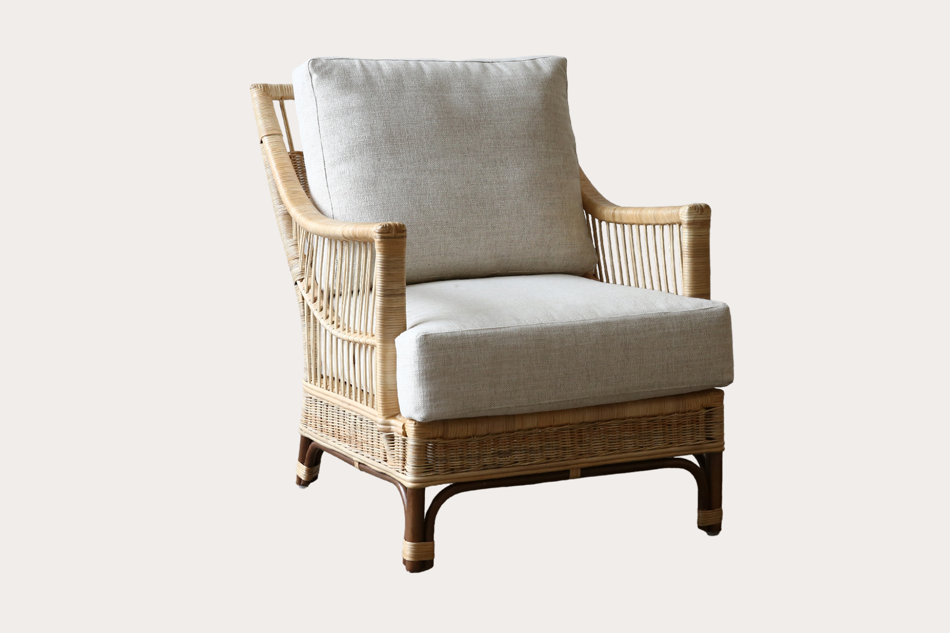 Barletta Armchair. Brown Frame Natural Weave