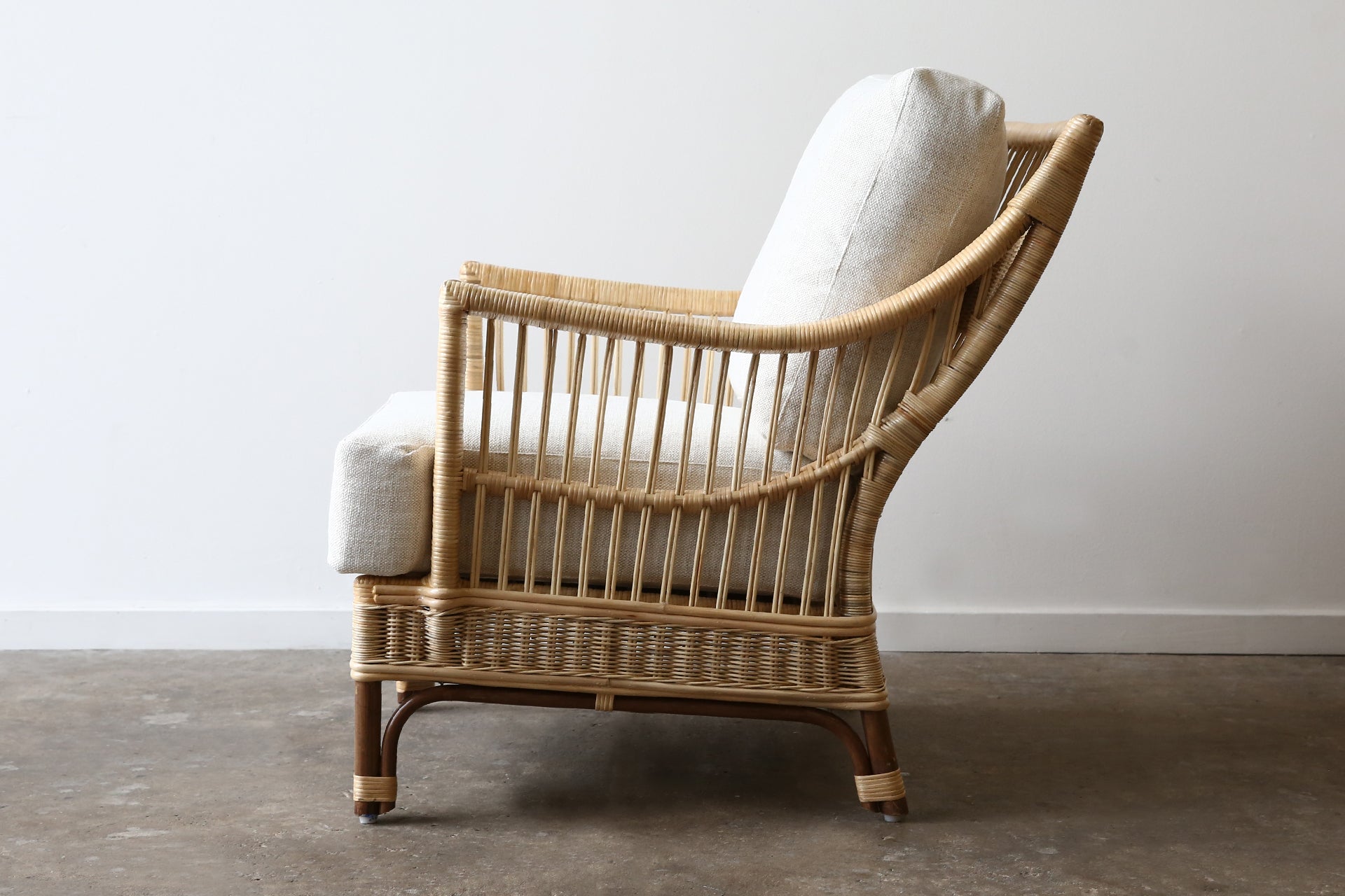 Barletta Armchair. Brown Frame Natural Weave