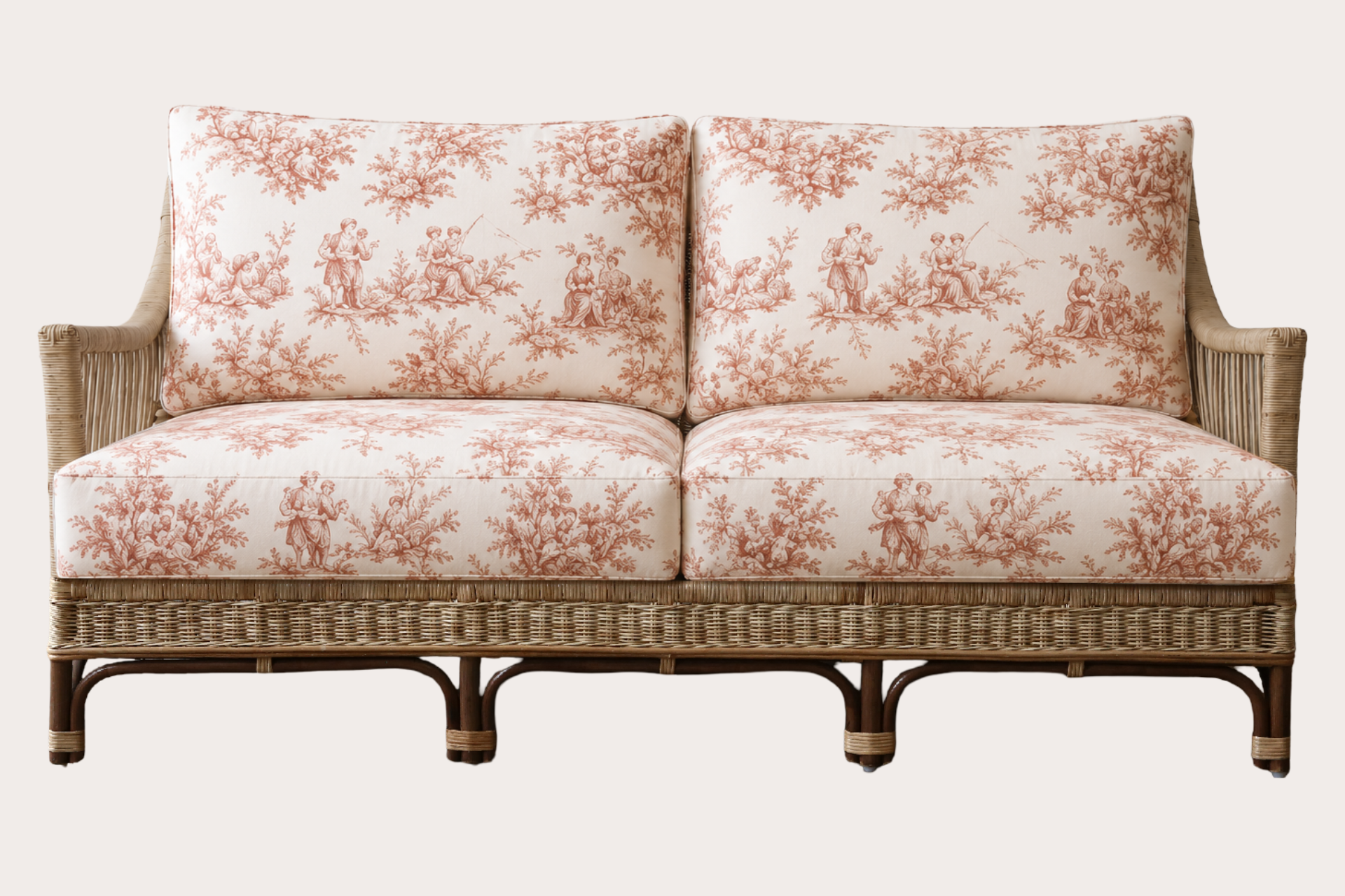 Barletta 3 Seater. Brown Frame Natural Weave