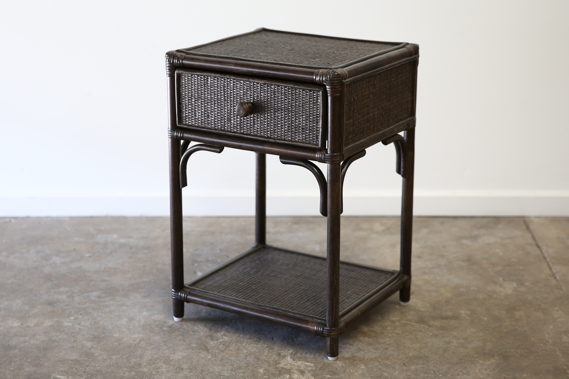 Biscayne 1 Drawer Bedside Table. Tobacco