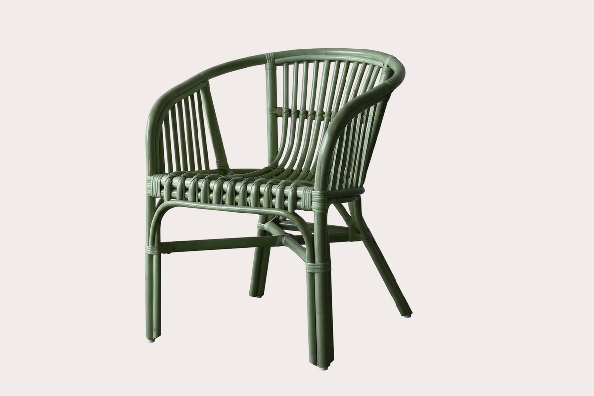 Bronte Split Cane Chair. Reseda Green