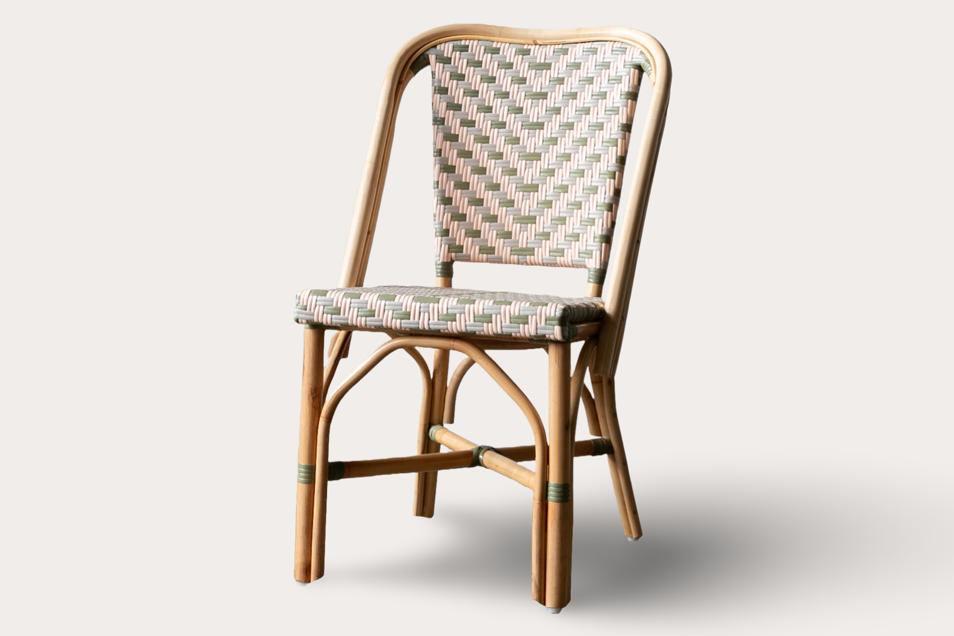 Burbank Side Chair. Natural Frame. Quad Arrow Pink/Subdued/Gully