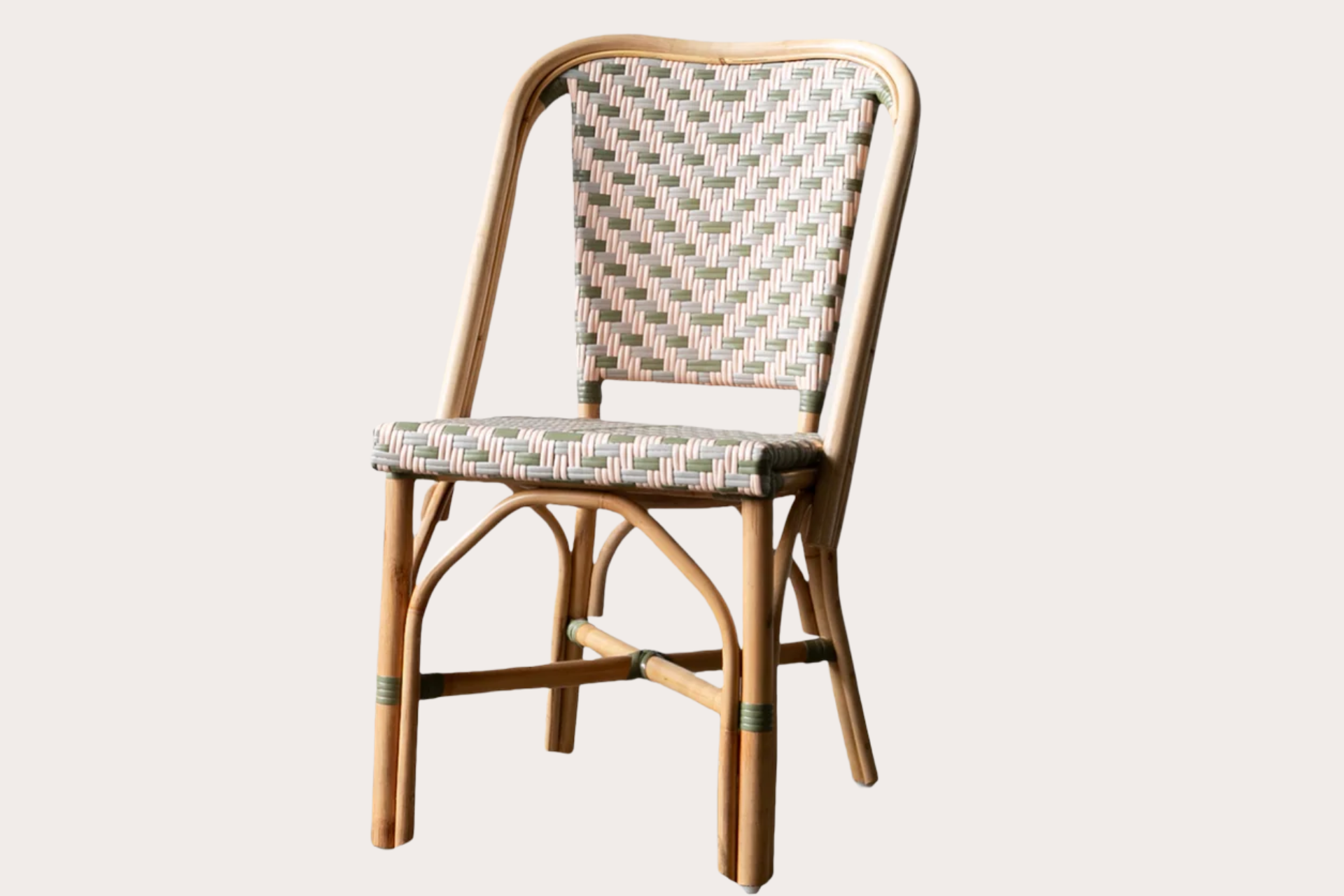 Burbank Side Chair. Natural Frame. Quad Arrow Pink/Subdued/Gully