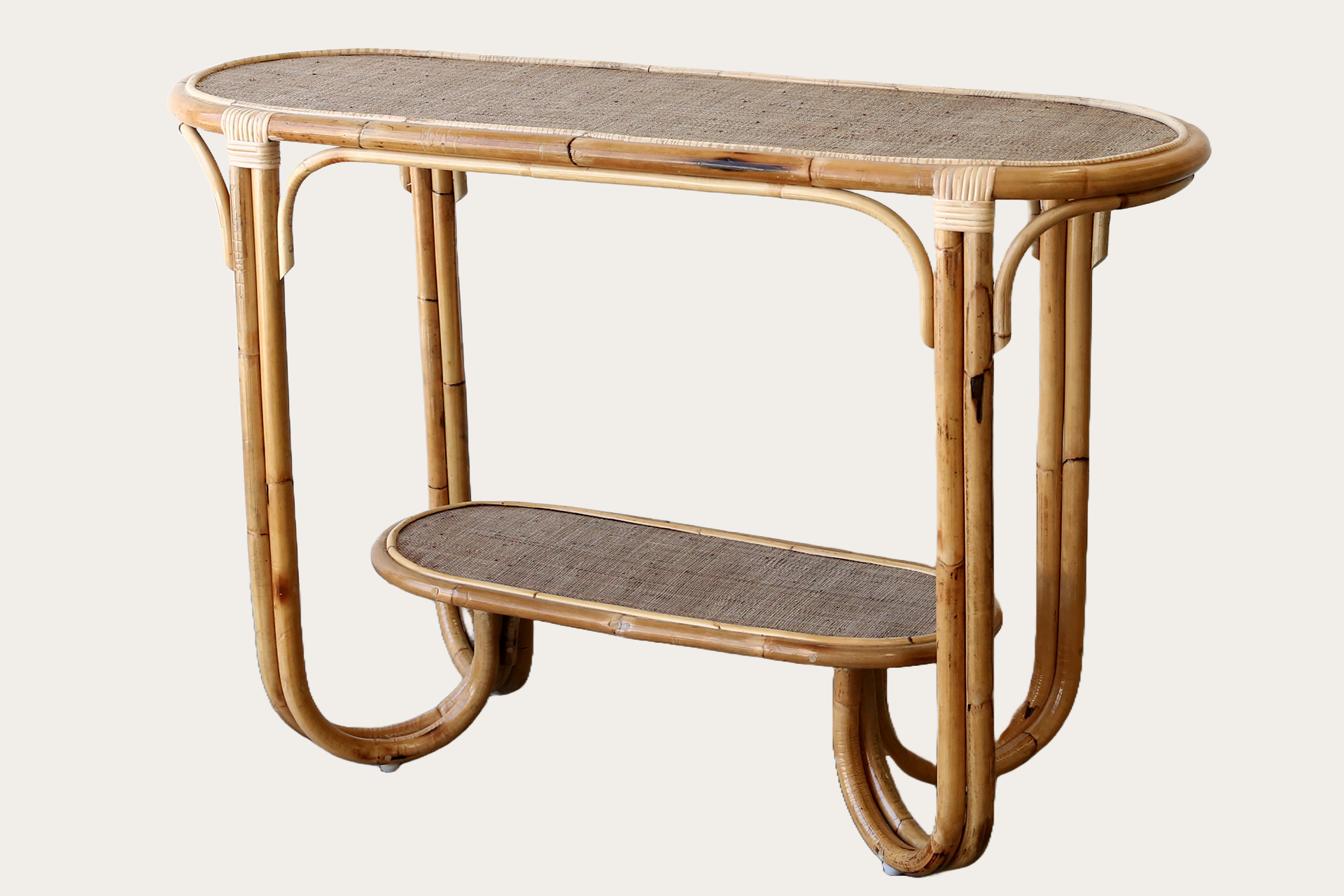 Curve 01 Cooper Console Table – Natural Rattan