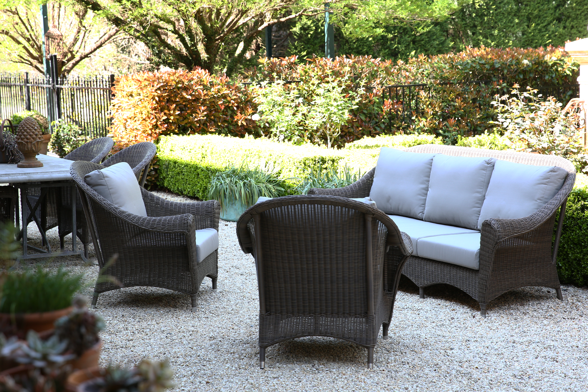 Hampshire Outdoor Wicker Armchair. Mocha Creme