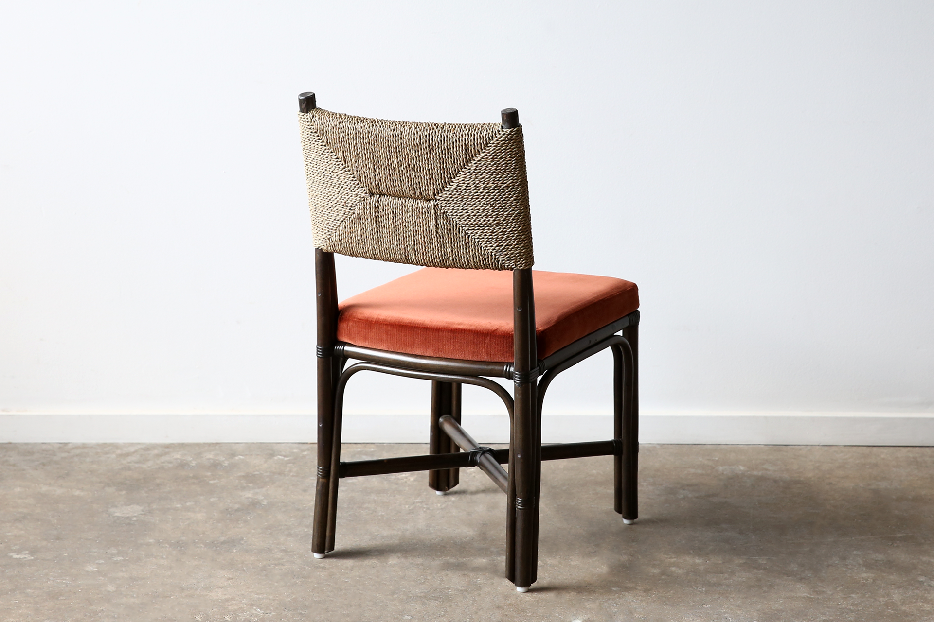 Hemingway rattan and rope dining chair Upholstered