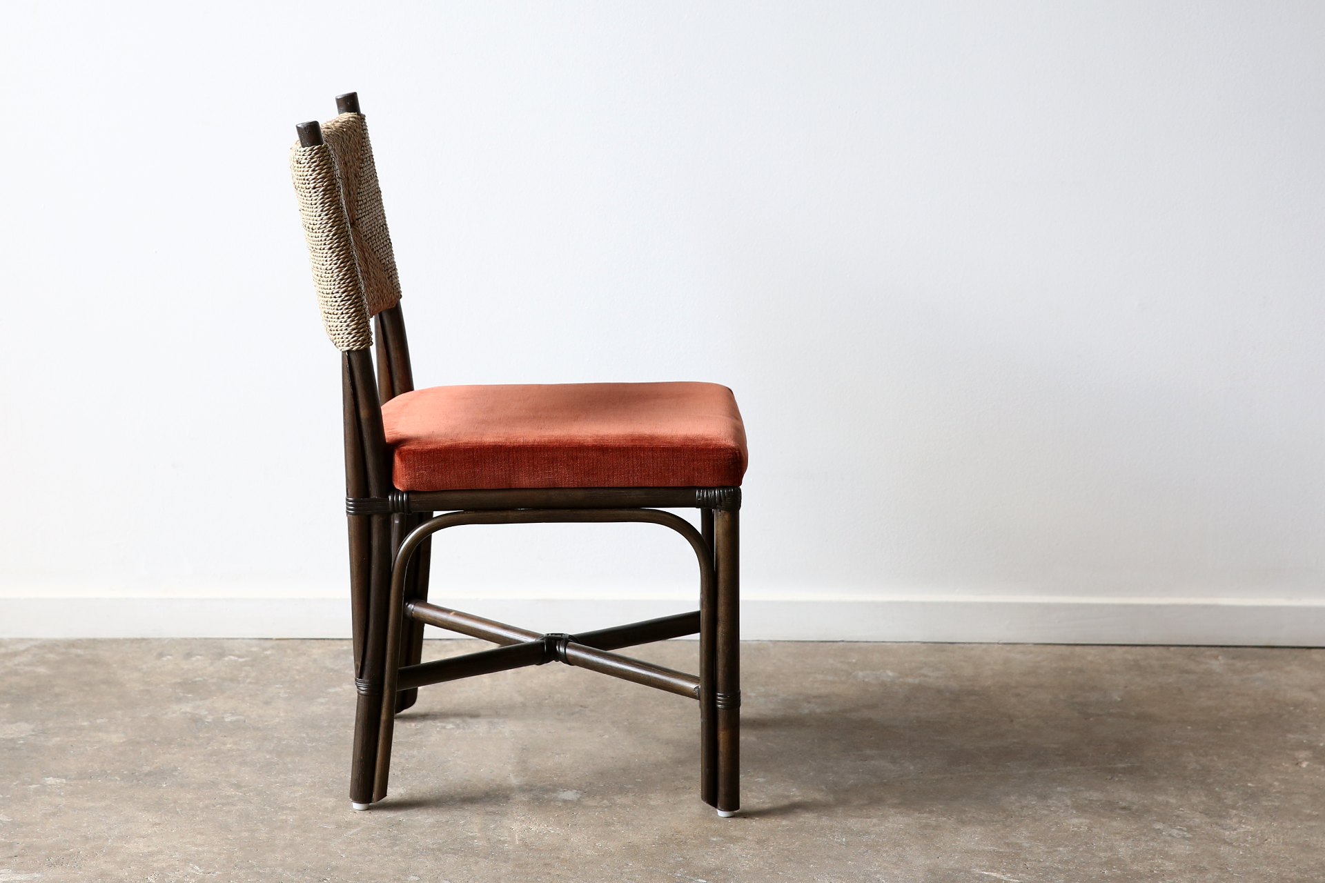 Hemingway rattan and rope dining chair Upholstered