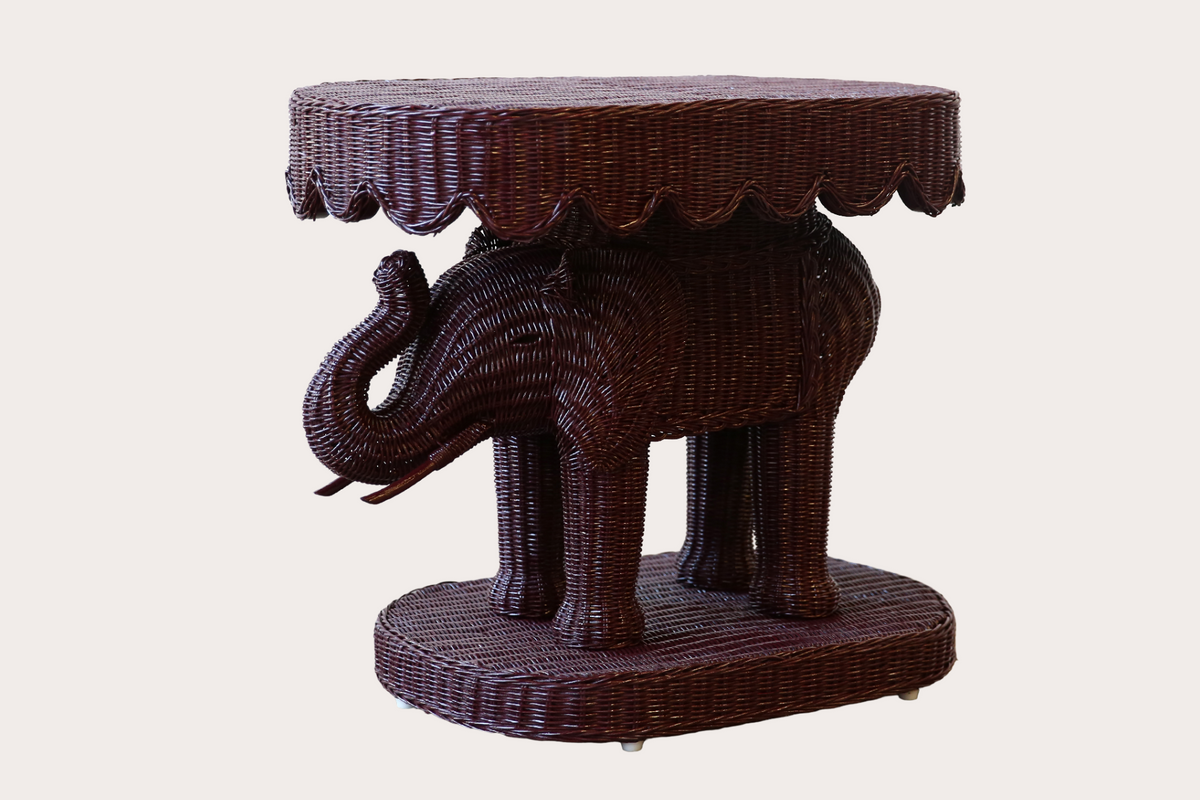 Jelani Side Table with scallop top. Wine Red