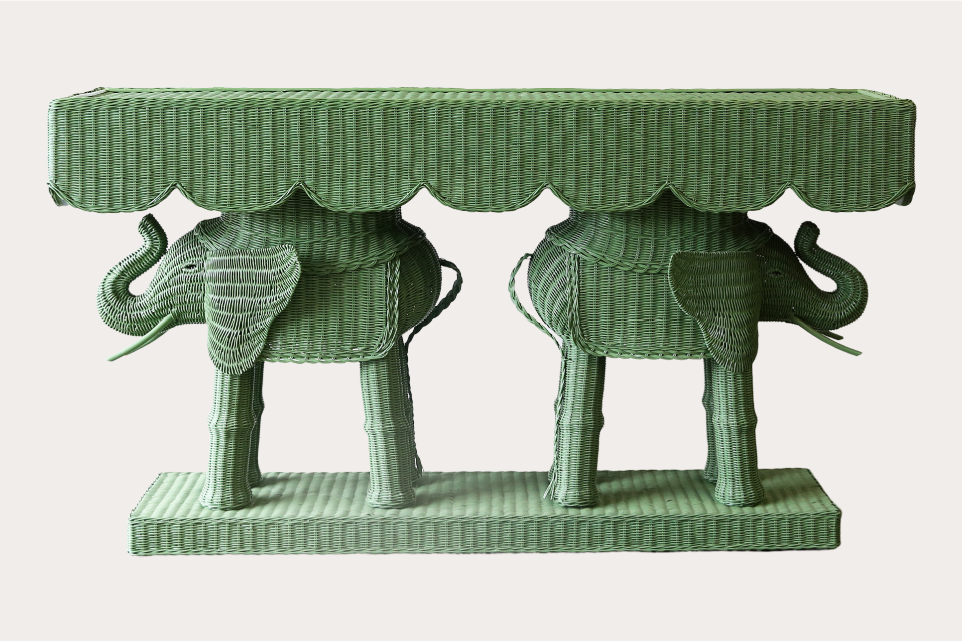 Jelani Elephant Console made from woven wicker and rattan