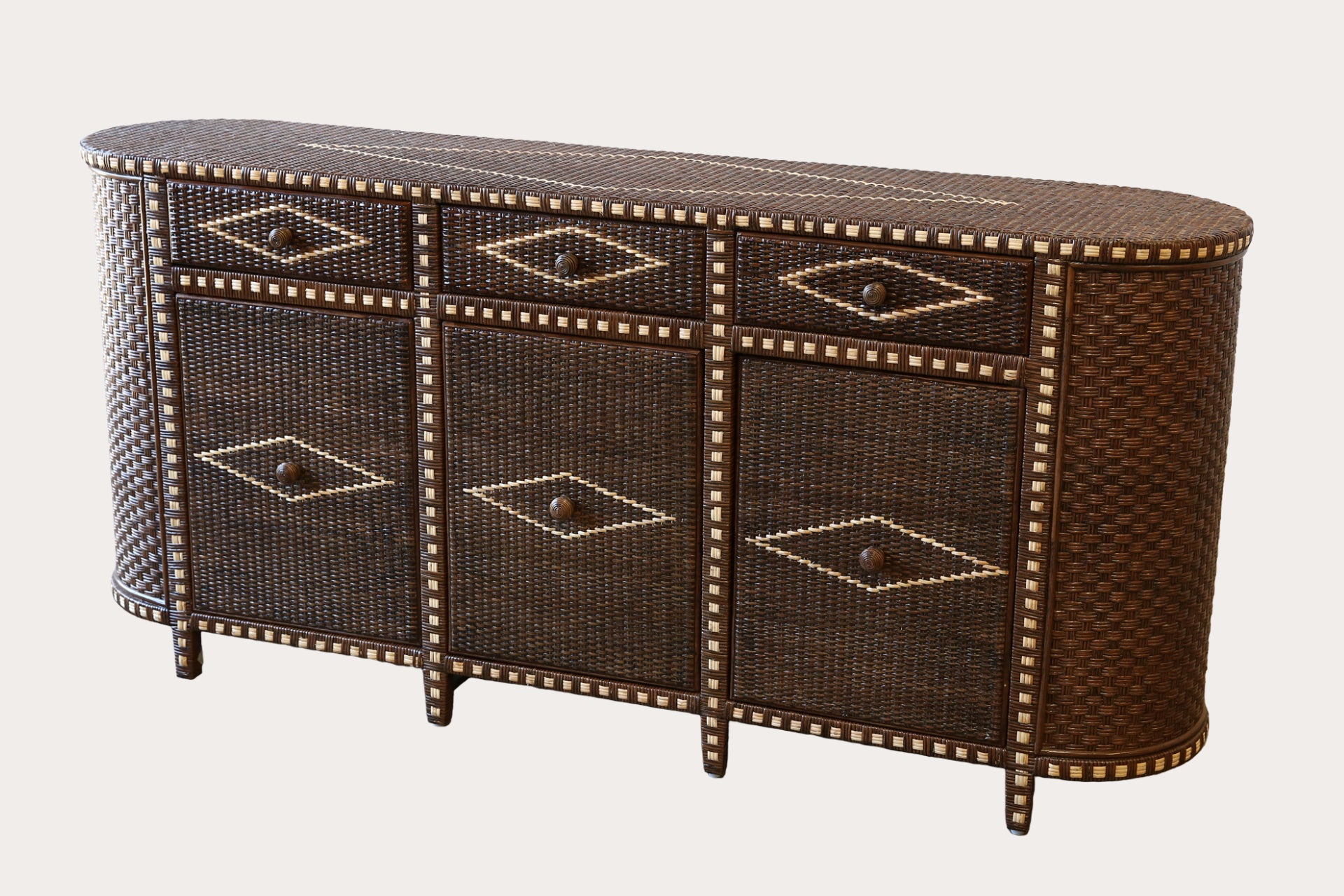 Larino 3 drawer / 3 door - Saddle & Straw