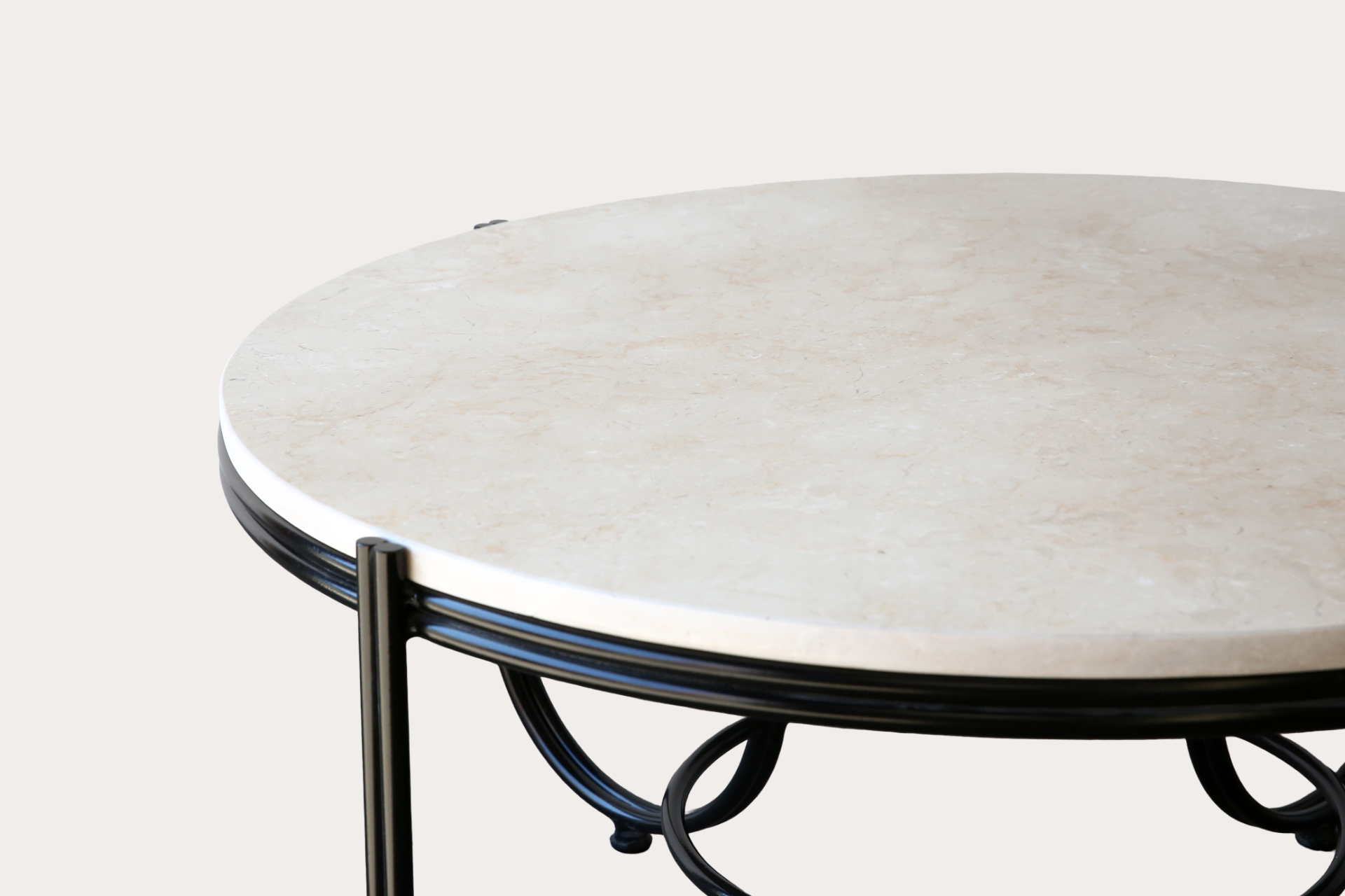 Monte Vista Coffee Table. Steel. Black with Stone Top
