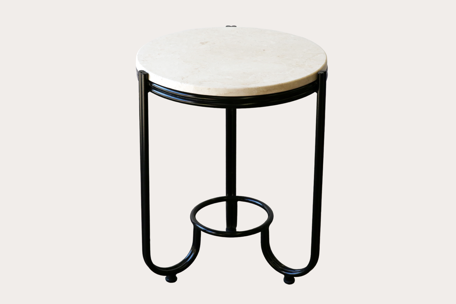 Luzon Side Table. Steel. Black with Stone Top