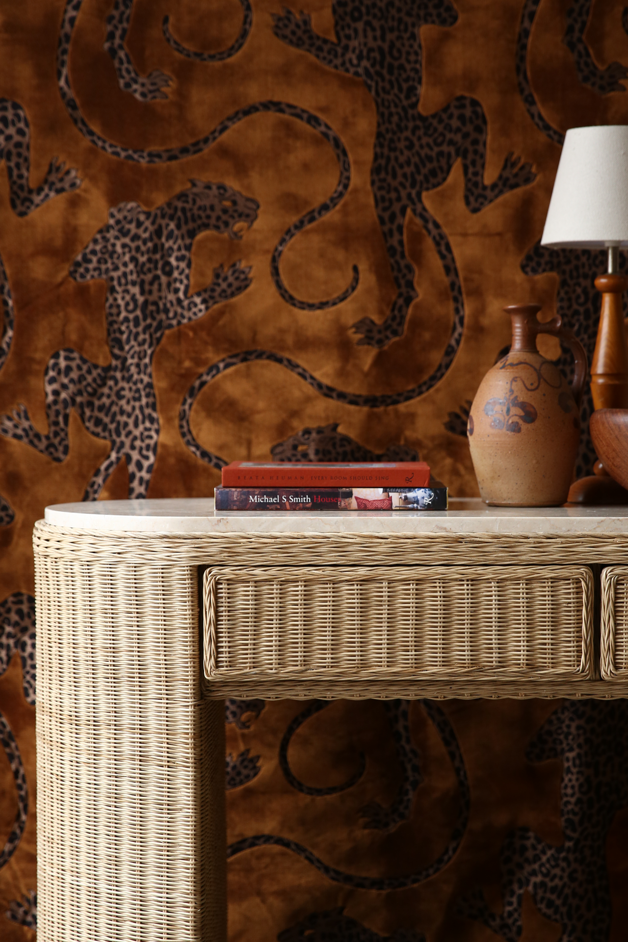 Muse 2 Drawer Console with Stone Top. Natural