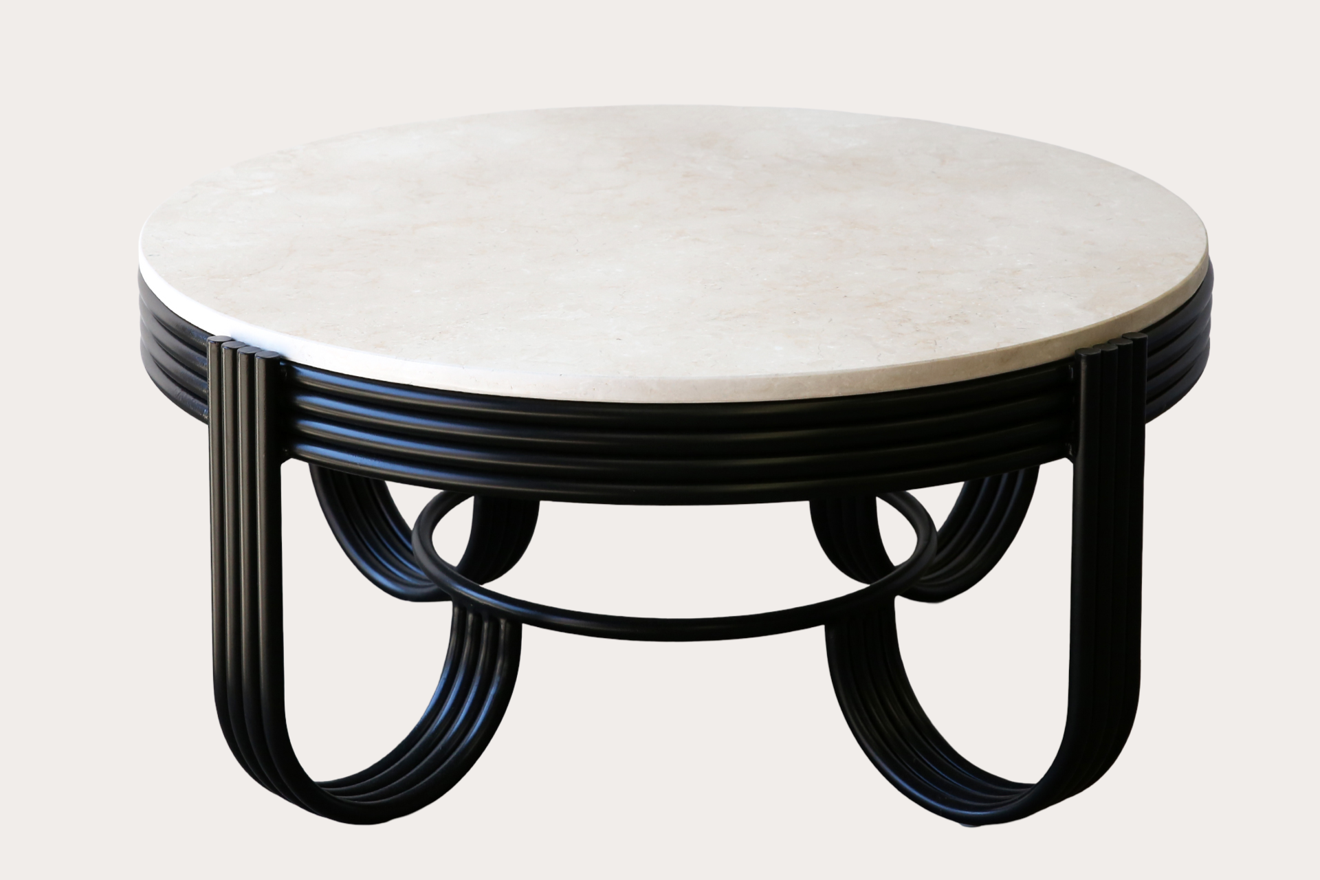 Pretzel Aluminium Outdoor Coffee Table. Black with Stone