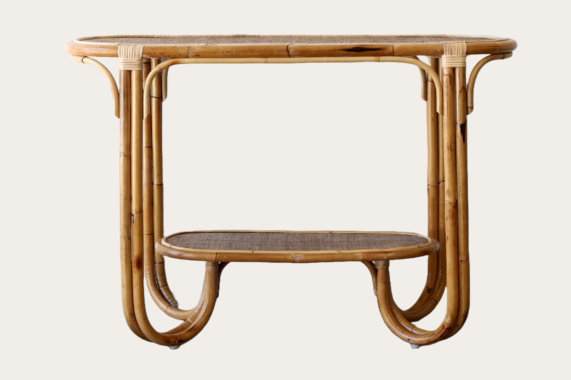 Curve 01 Cooper Console Table – Natural Rattan