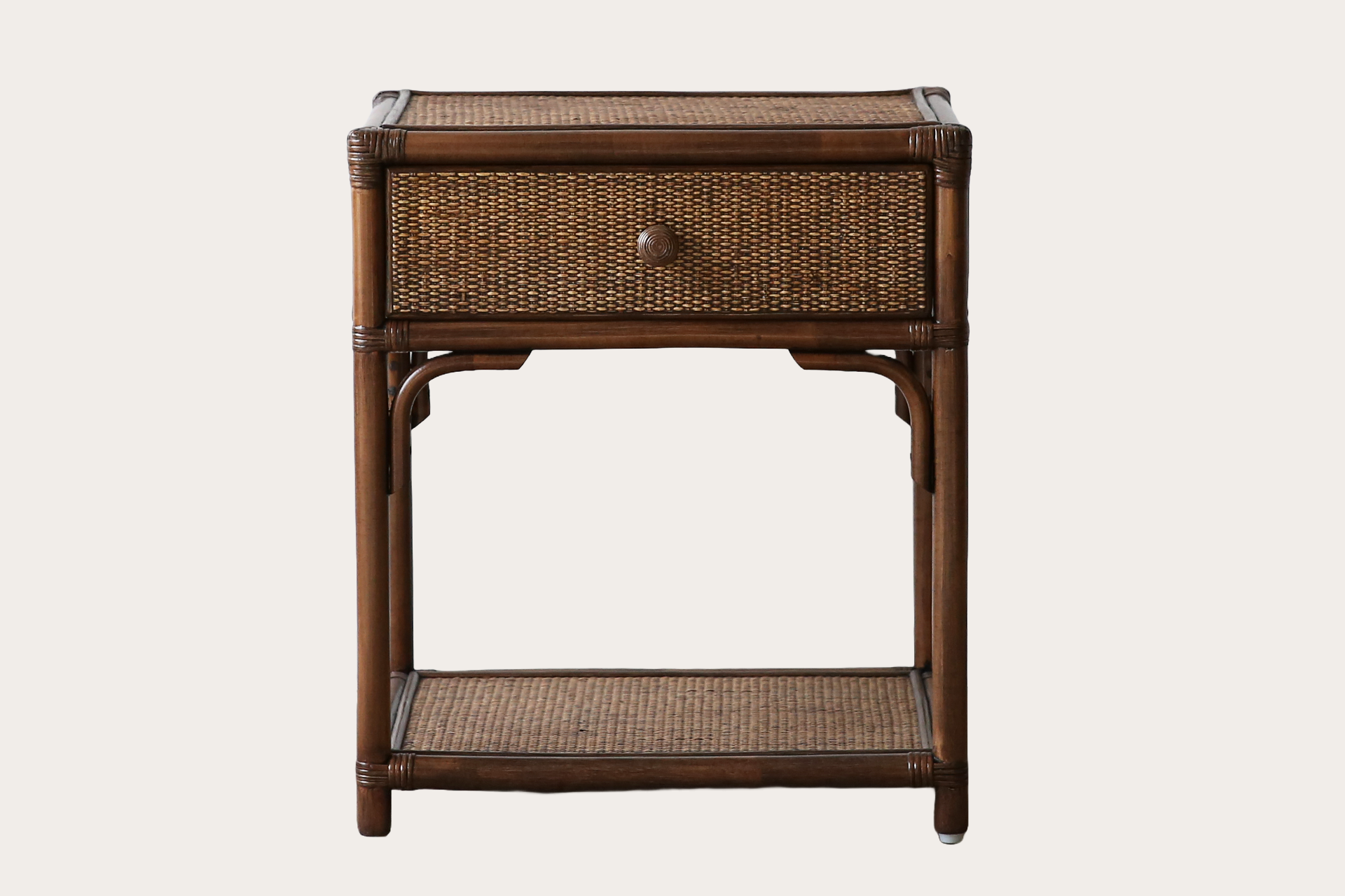 Algiers 1 Drawer Bedside Table. Brown Wash