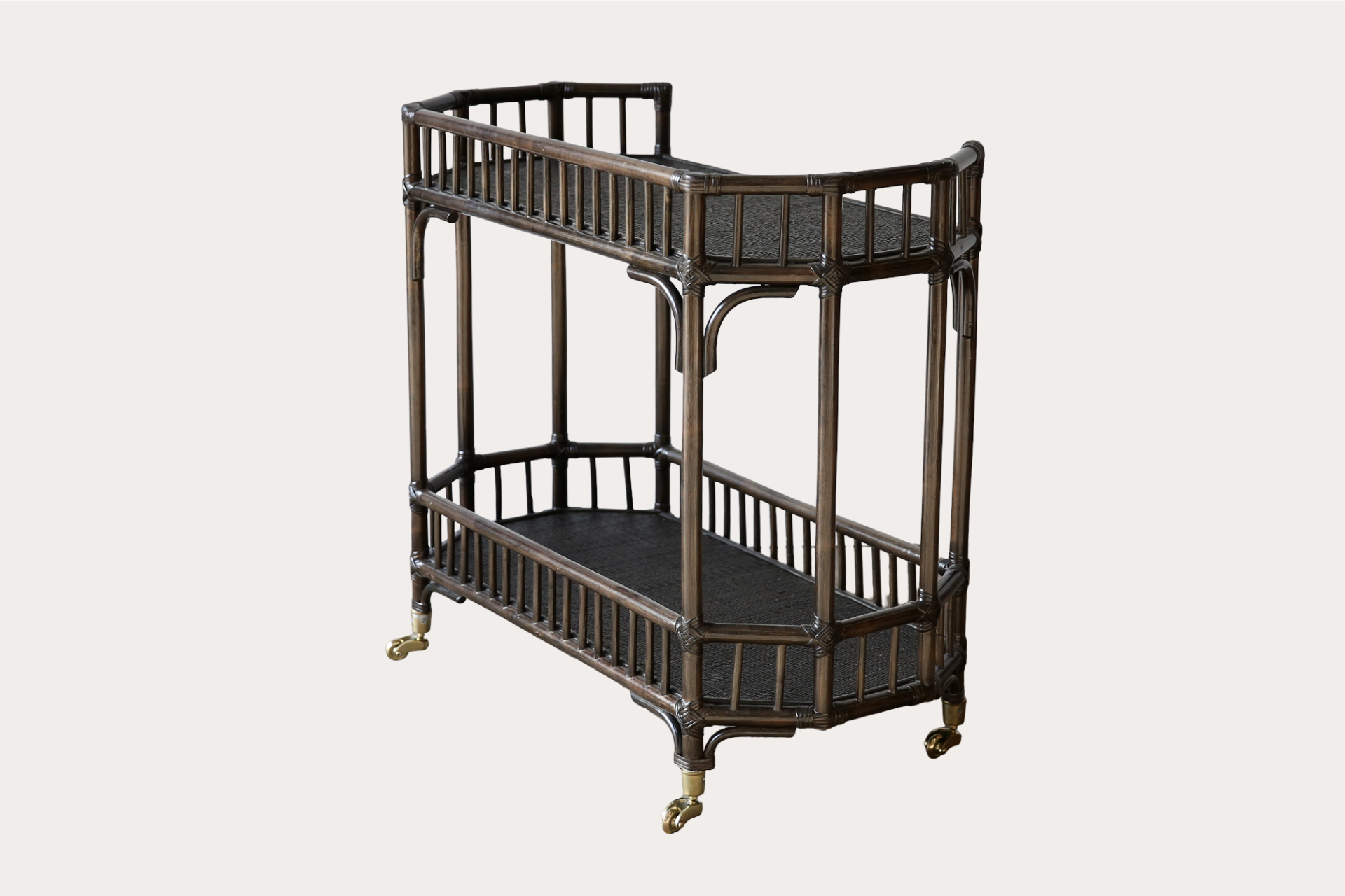 Singapore Sling Rattan Bar Cart. Tobacco