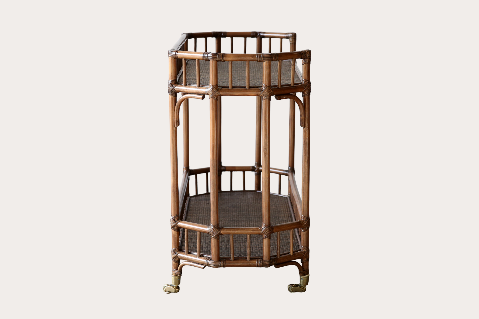 Singapore Sling Rattan Bar Cart. Brown Wash