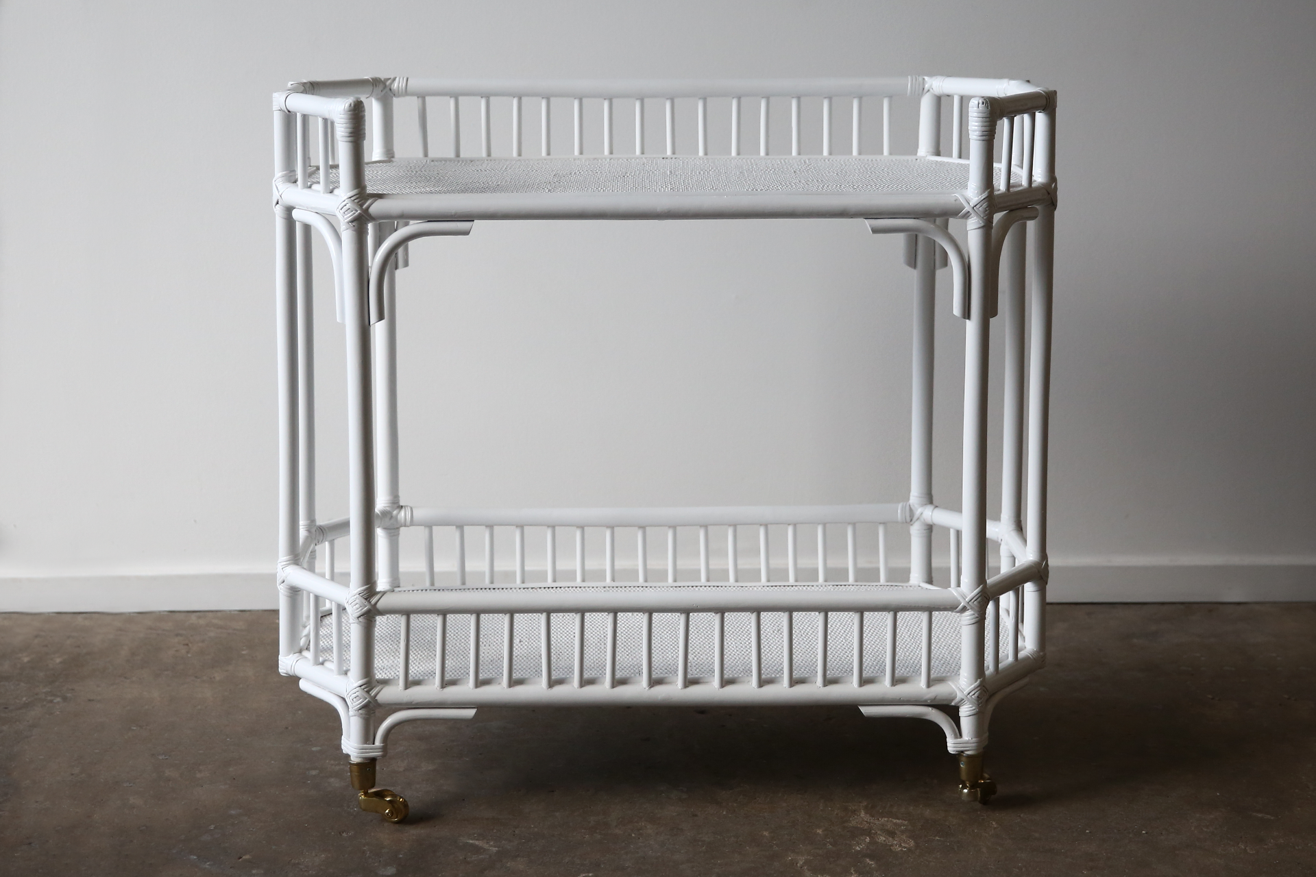 Singapore Sling Rattan Bar Cart. White