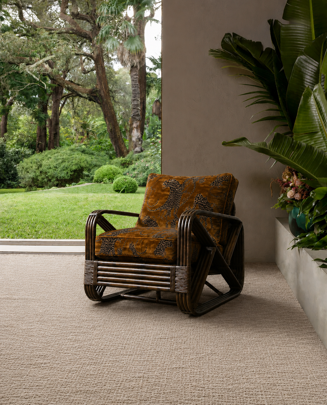 Style 473 Rattan Armchair. Tobacco