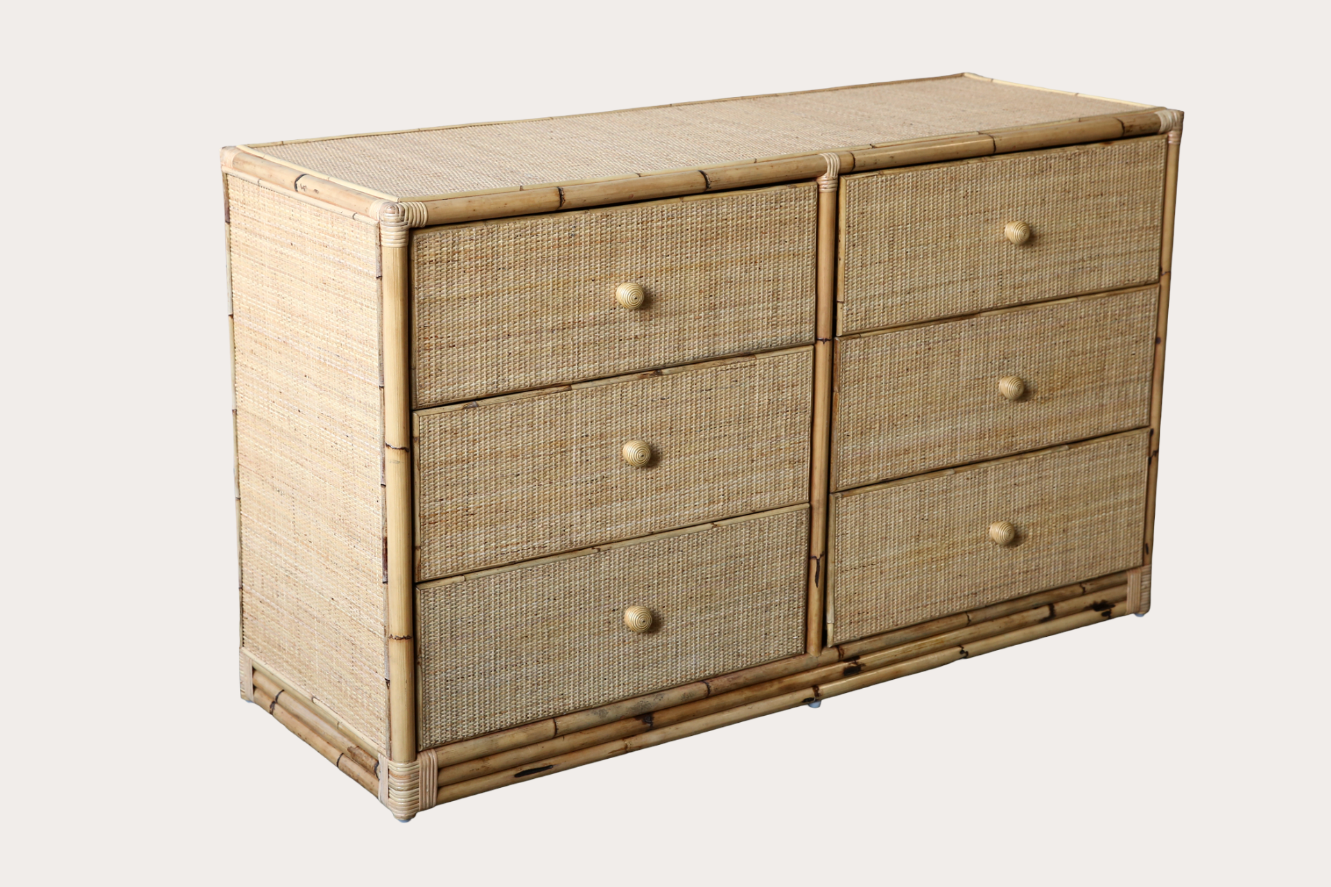 TL92 Woven Rattan Dresser | Timber 6 Drawer