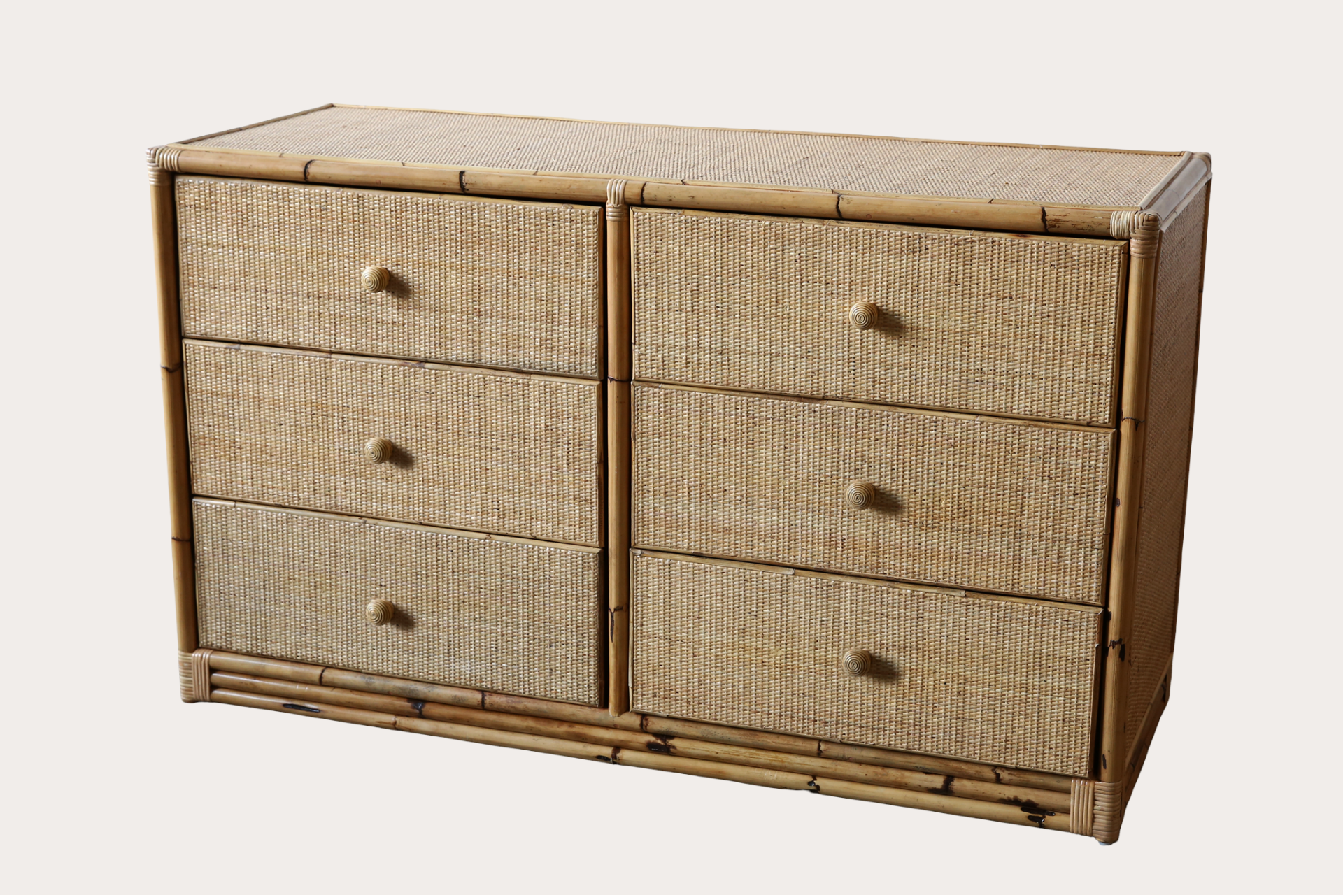 TL92 Woven Rattan Dresser | Timber 6 Drawer
