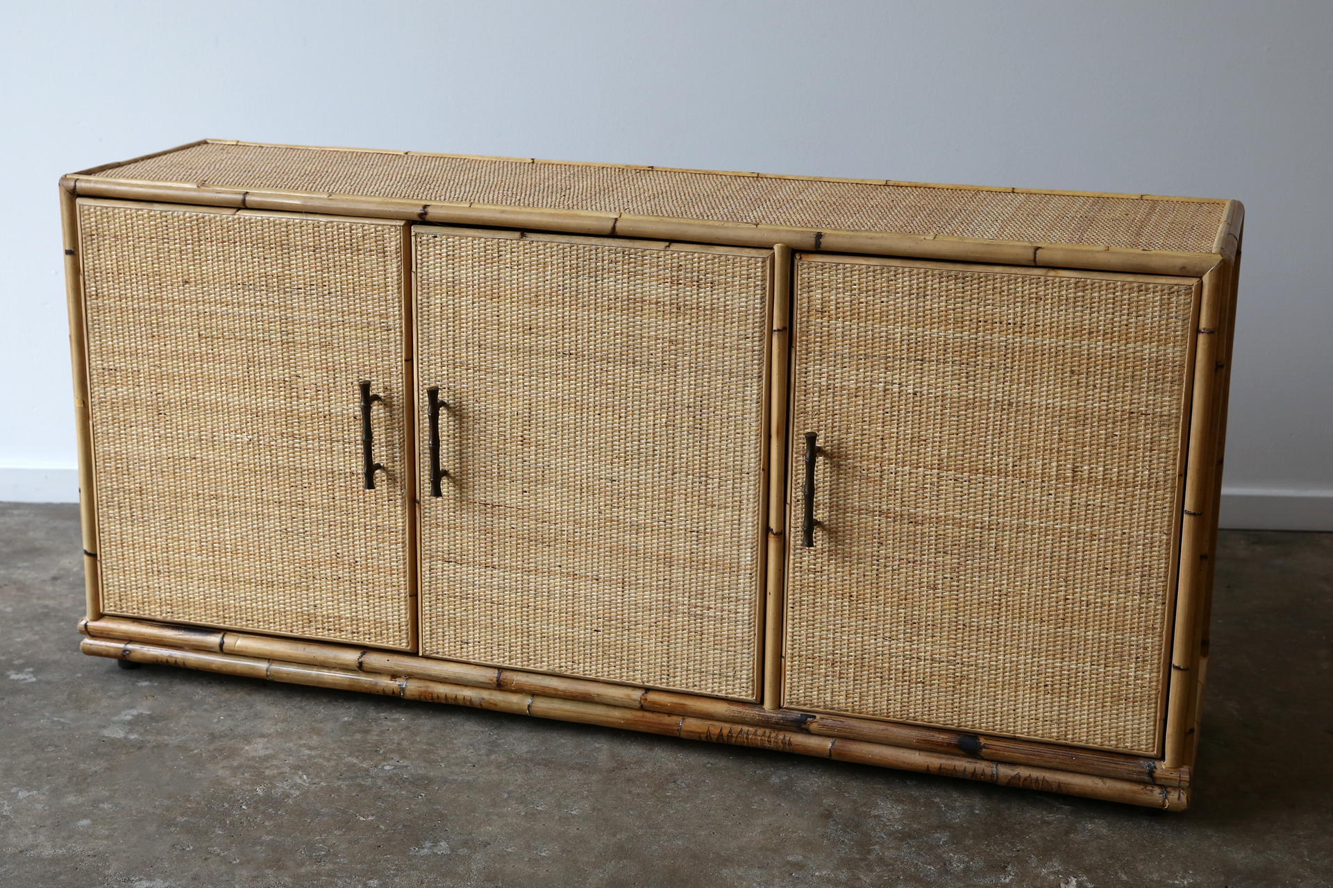 TL83 Woven Rattan Unit | Timber 3 door Console