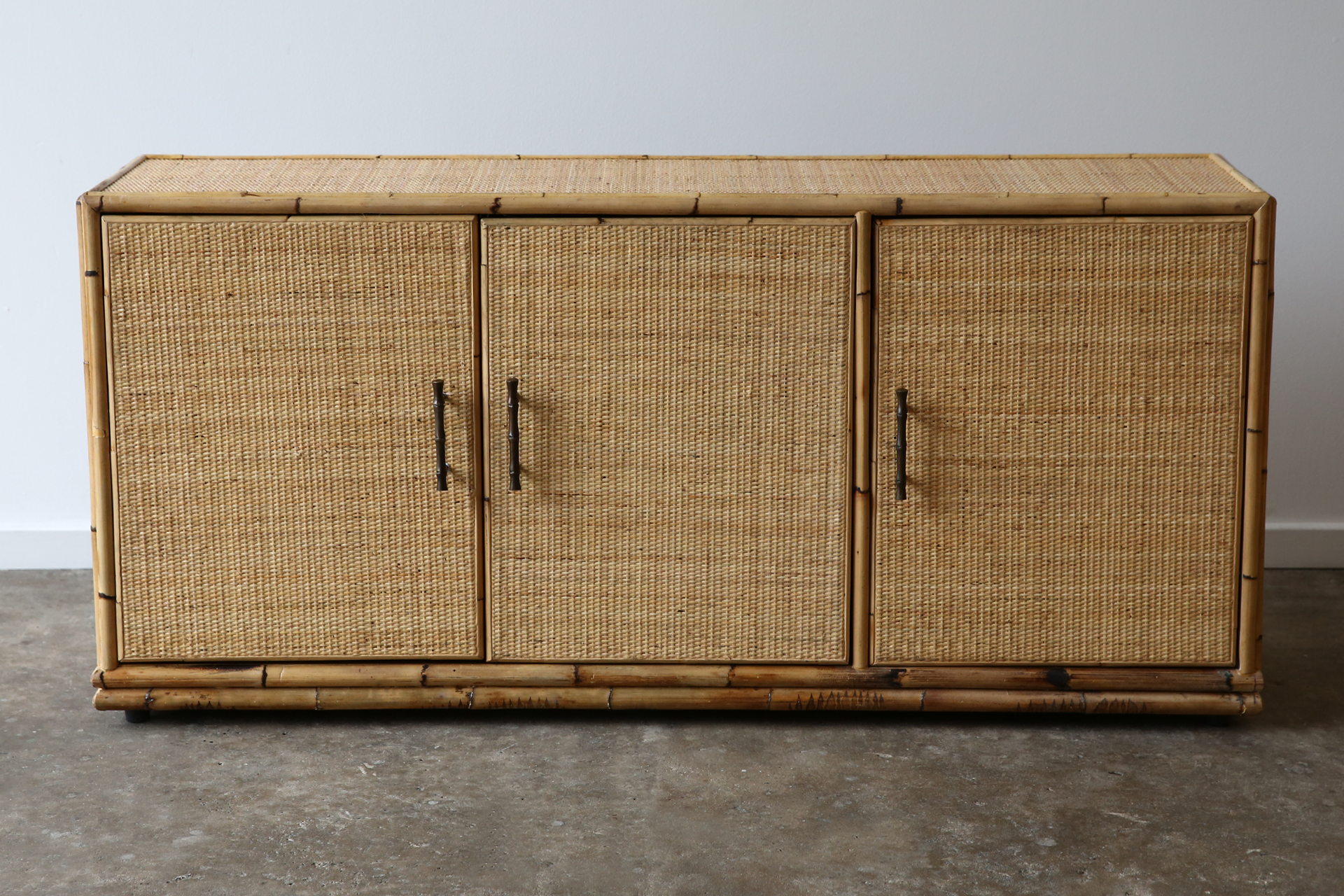 TL83 Woven Rattan Unit | Timber 3 door Console