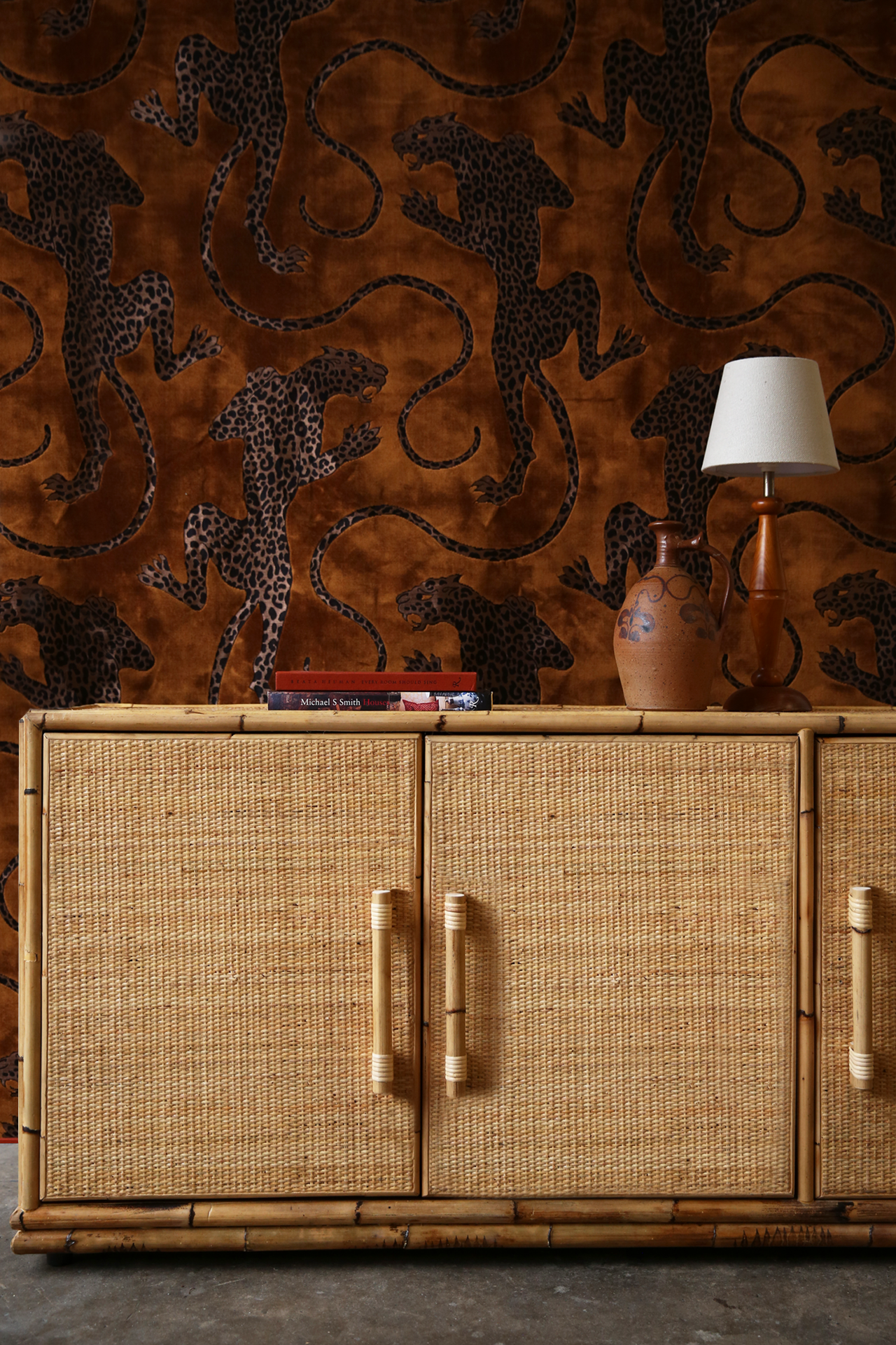 TL83 Woven Rattan Unit | Timber 3 door Console