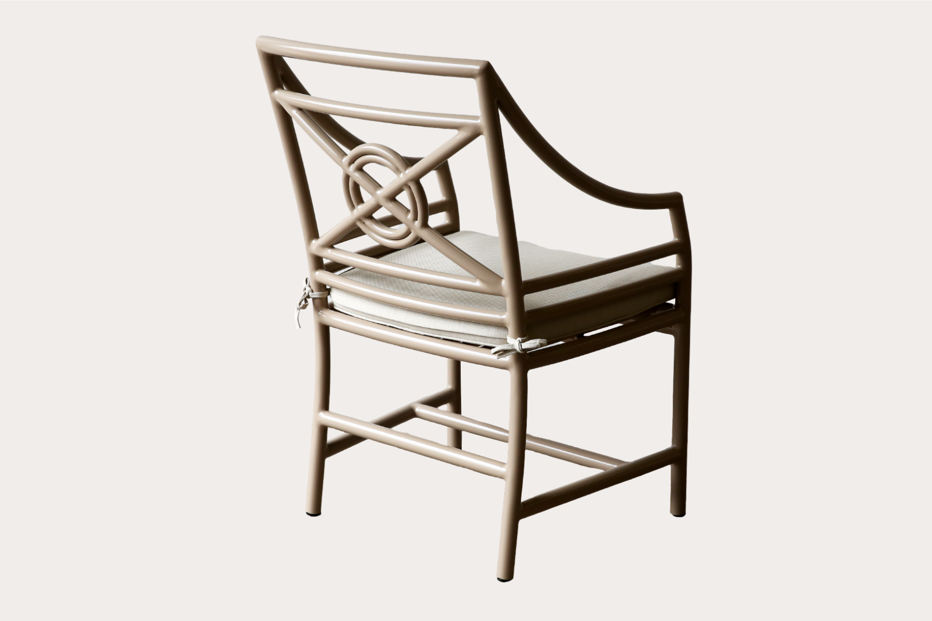 Target carver chair made from powder-coated aluminium with cushion seat and knotted back detail