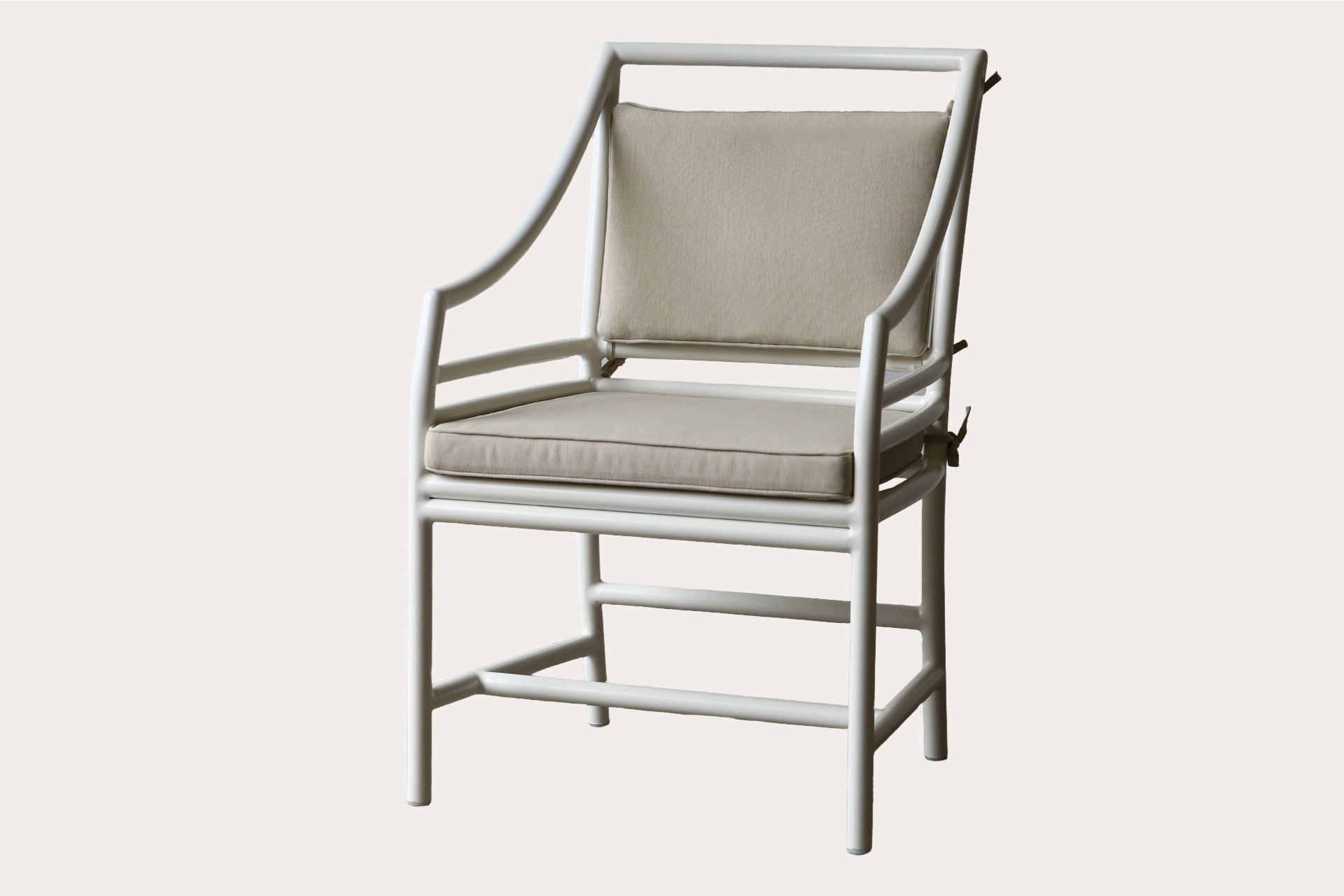 Target carver chair made from powder-coated aluminium with cushion seat and knotted back detail