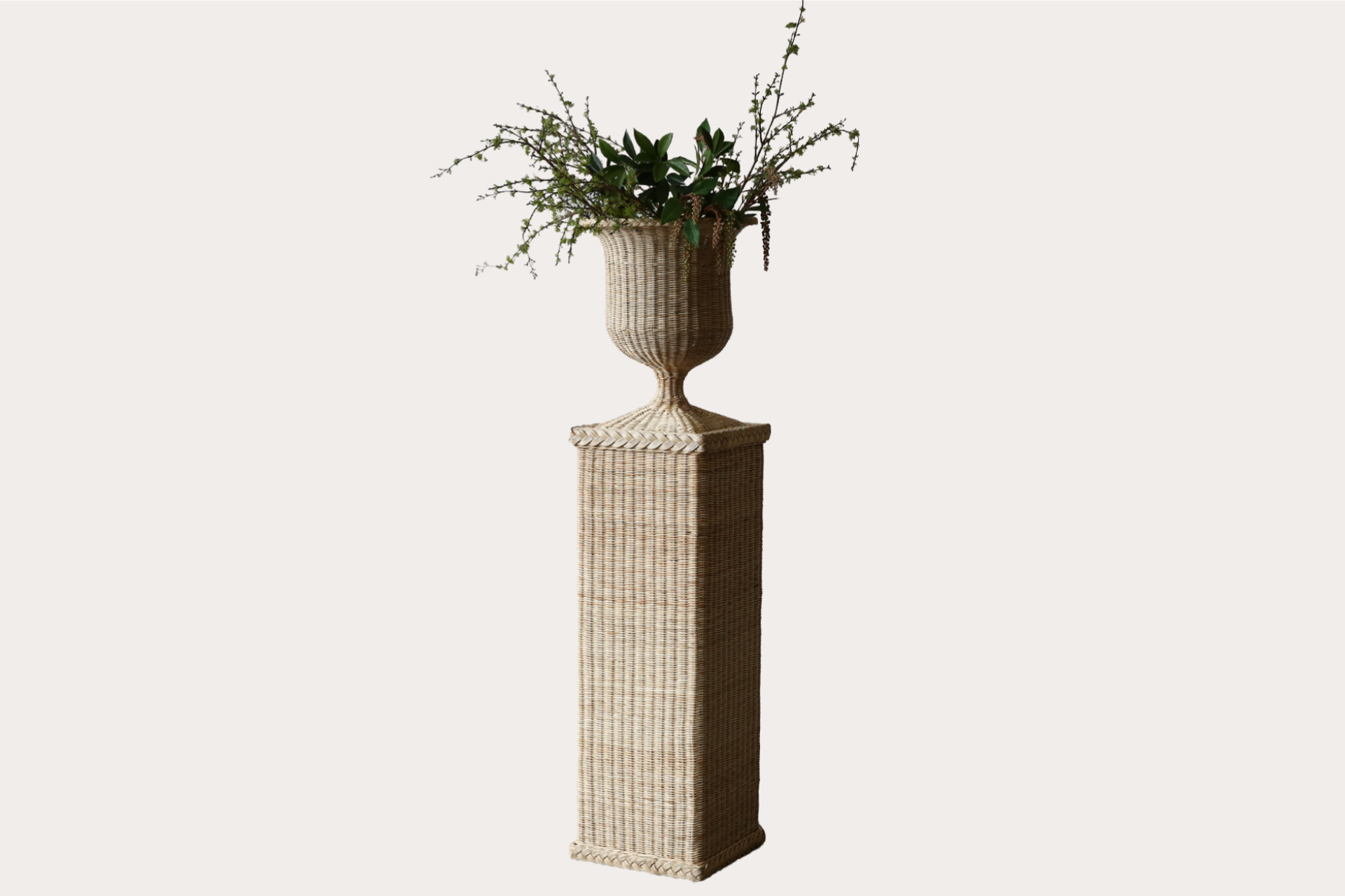 Woven Wicker Vase in Natural Wicker