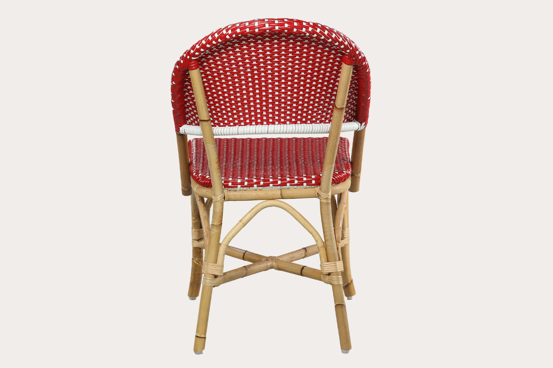 paris red and white rattan dining chair cafe drucker style in restaurant