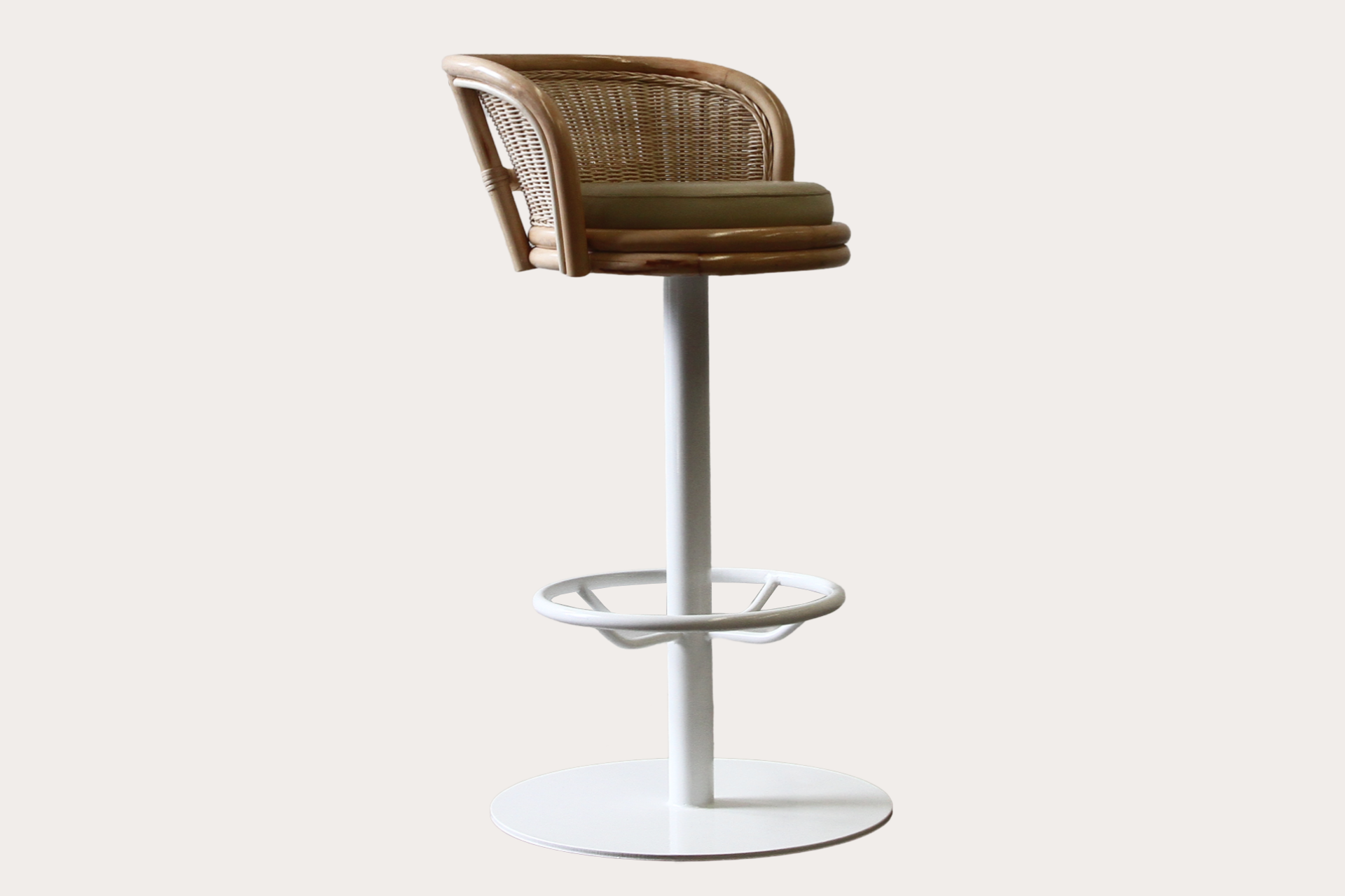 Sake Swivel Woven Pedestal Barstool