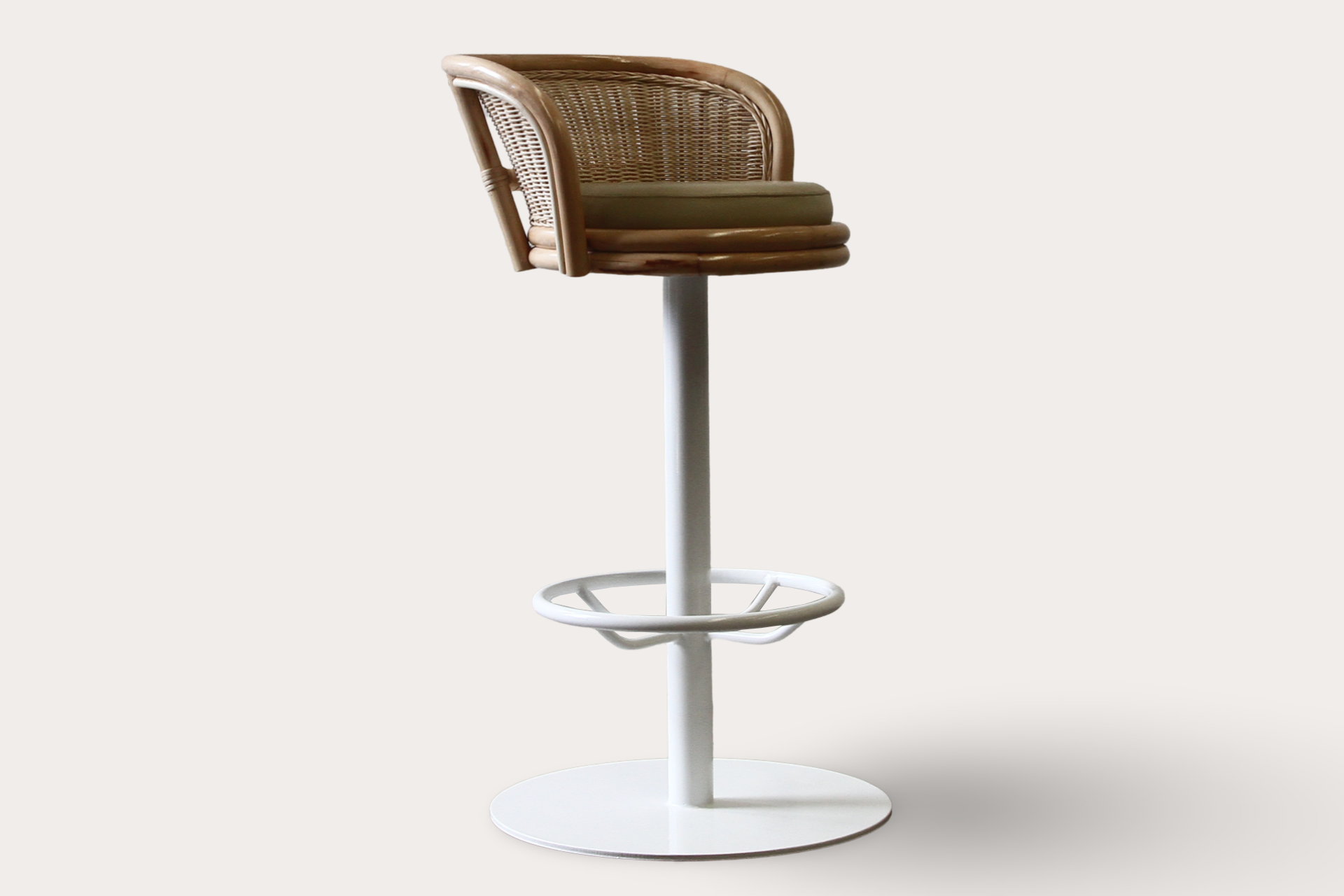 Sake Swivel Woven Pedestal Barstool