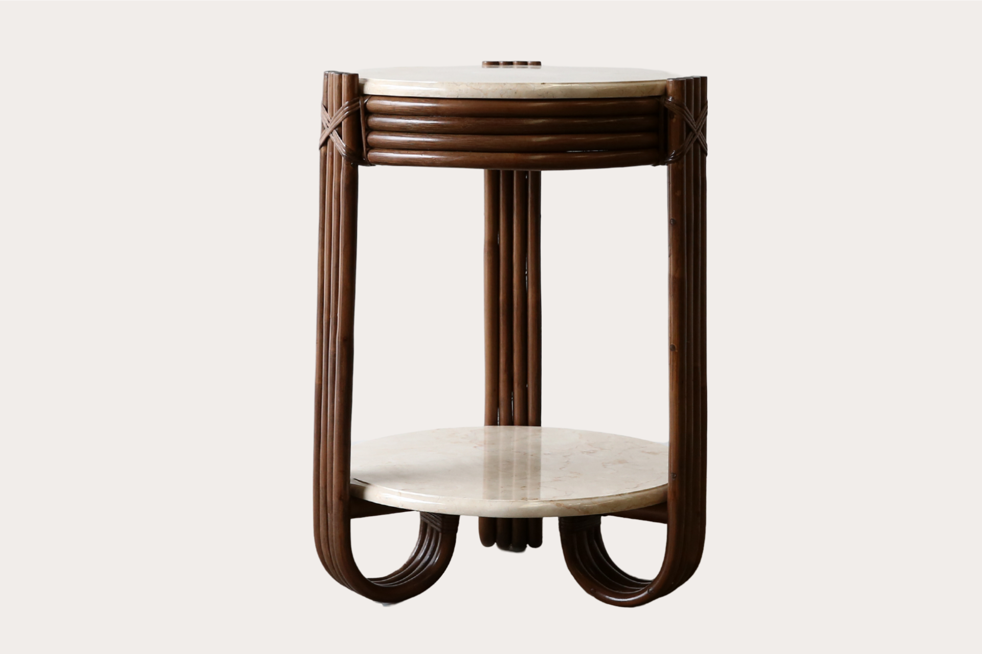 Pretzel | custom marble 2 shelf side table