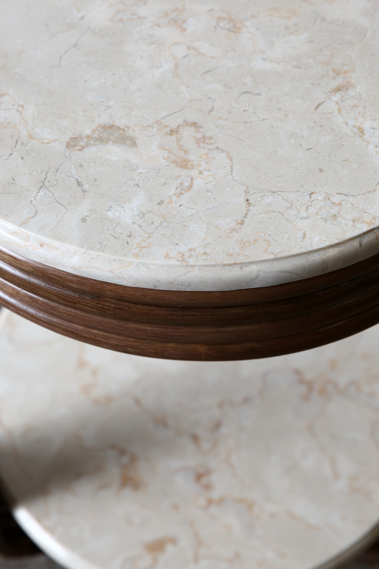 Pretzel | custom marble 2 shelf side table