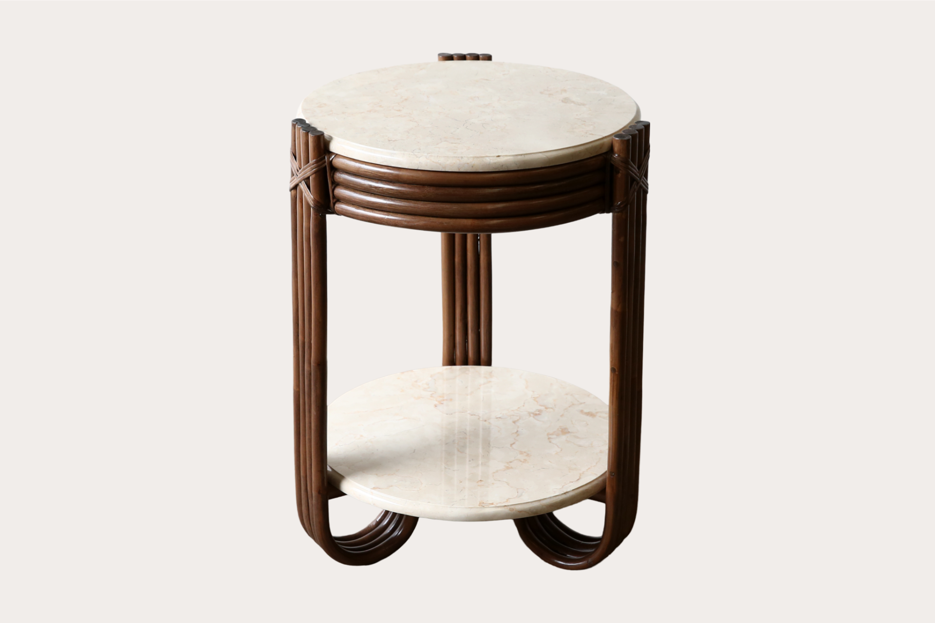 Pretzel | custom marble 2 shelf side table