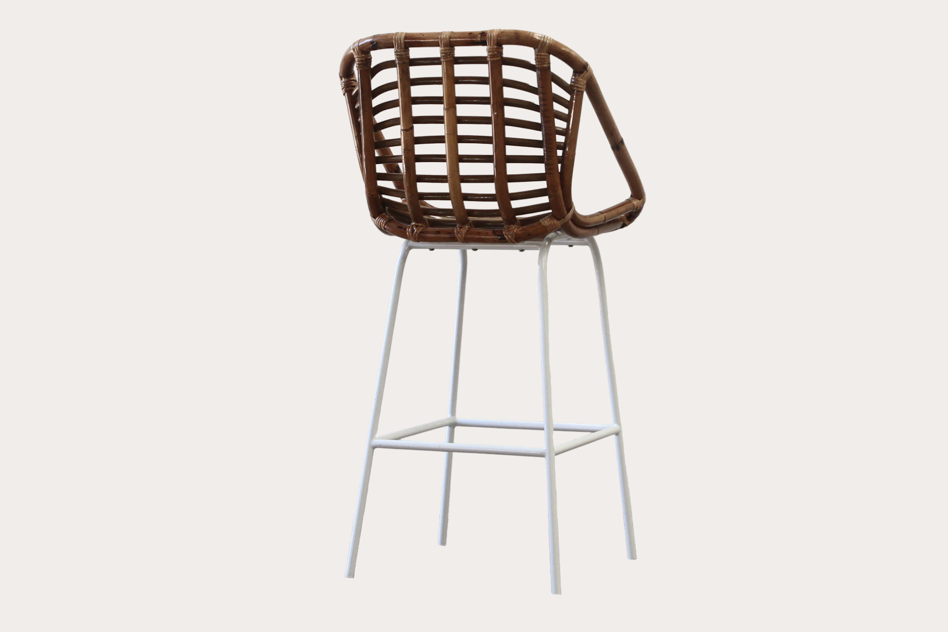Arvika | Metal & Rattan Barstool - White