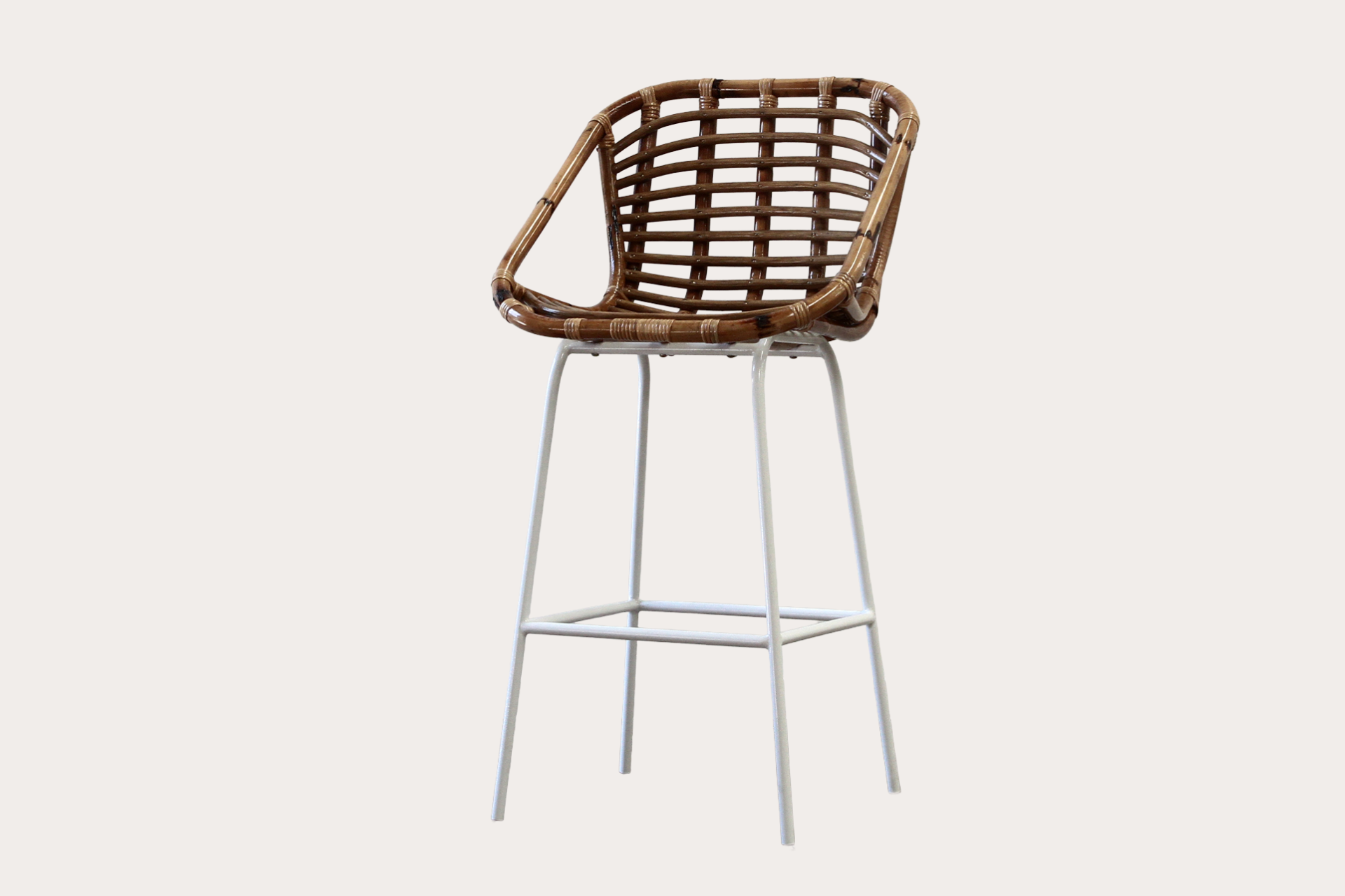 Arvika | Metal & Rattan Barstool - White