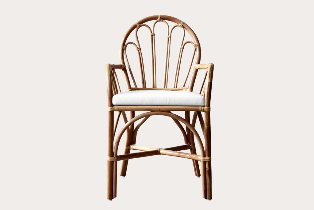 Byron Carver Natural Chair – Rattan & Wicker with Seat Pad | Lincoln Brooks