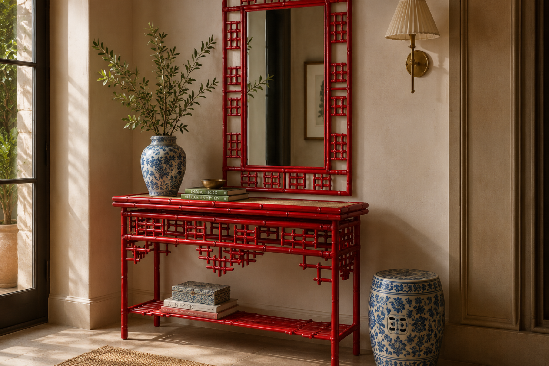 Chinese Console with Mirror