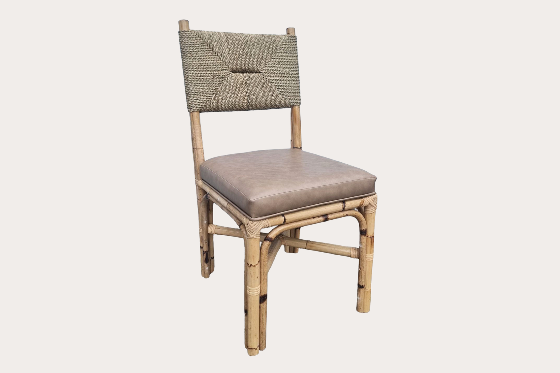 Hemingway rattan and rope dining - Upholstered seat.